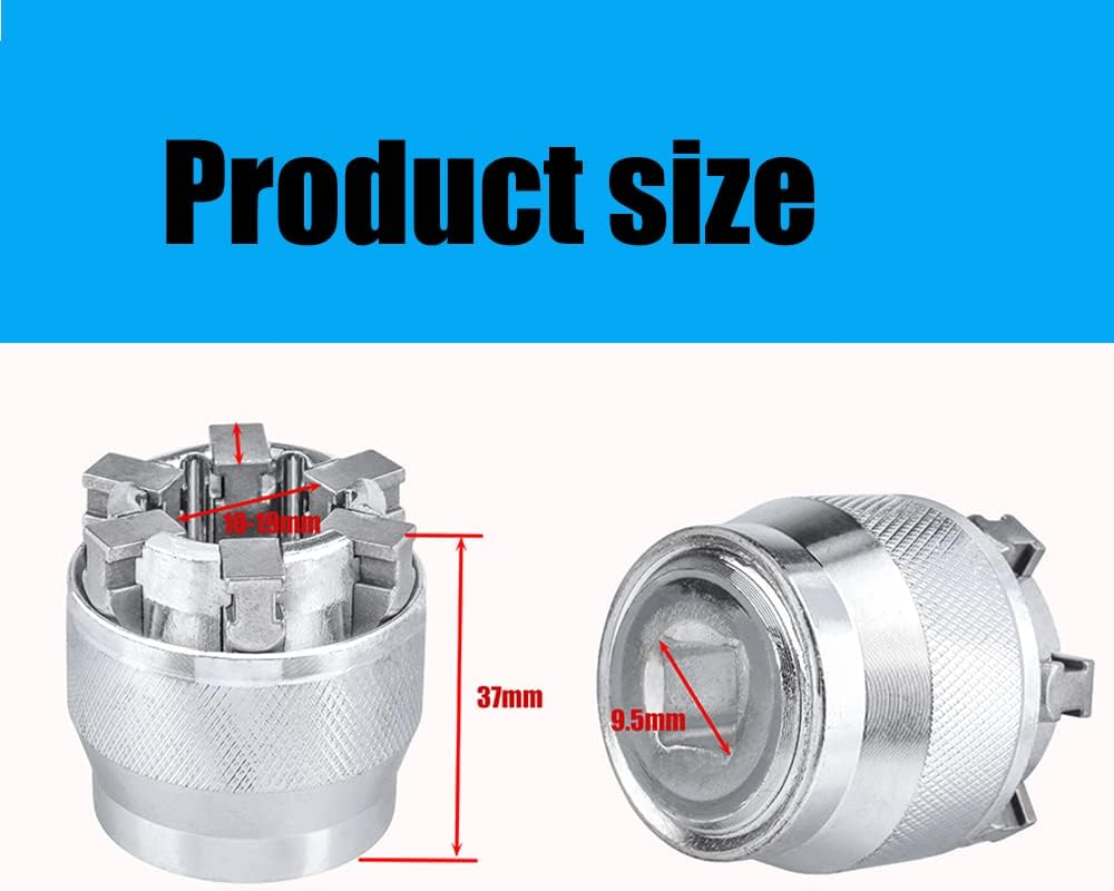 Yakamoz Adjustable Universal Socket Wrench,Adjustable Handle Drill Adapter, Adaptive All-Fitting Multi Drill Fits Standard 3/8 Inch Drive Wrench (10-19 Mm) Socket Tool