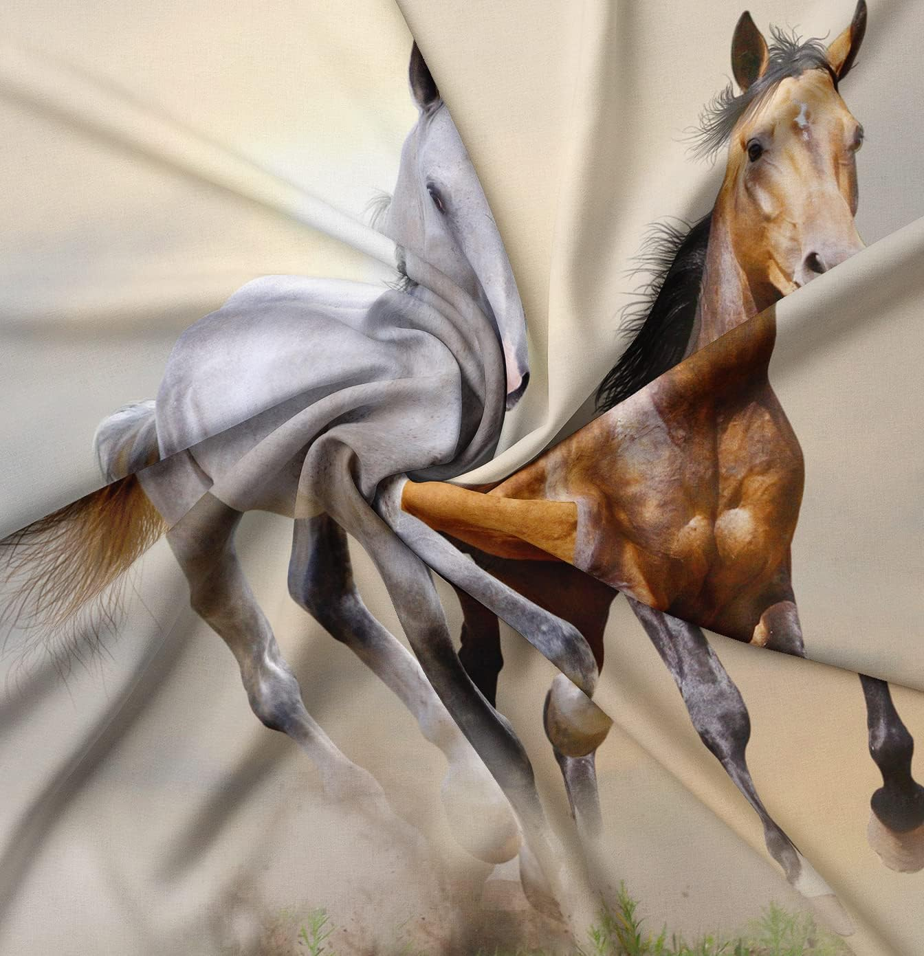 Bedding Set for Horses 3D Print, Children'S Bedding Set, Animal Horses Motif, Microfibre Duvet Cover Set with Zip and Pillowcase 50 X 75 Cm, for Children, Boys, Teenagers (Two Horses, 200 X 200 Cm) image number 3