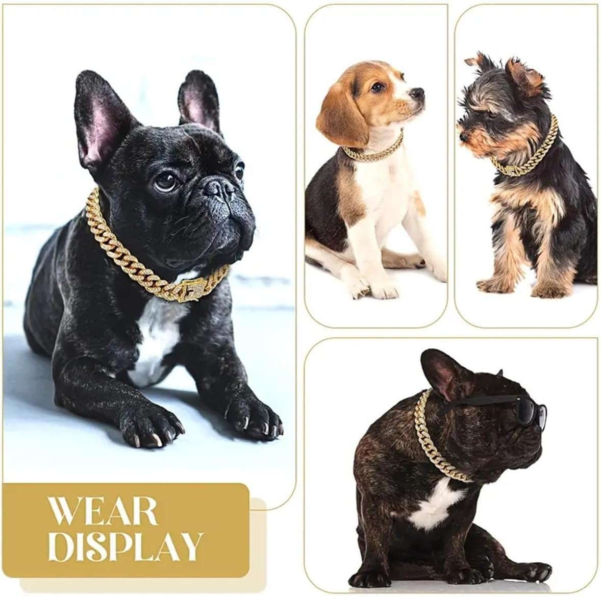 Diamond Cuban Link Dog Collar 13Mm Wide Dog Necklace Metal Cat Chain Pet Crystal Collar Jewelry Accessories for Small Medium Large Dogs Cats Silver Chain Collar (16Inch) image number 5