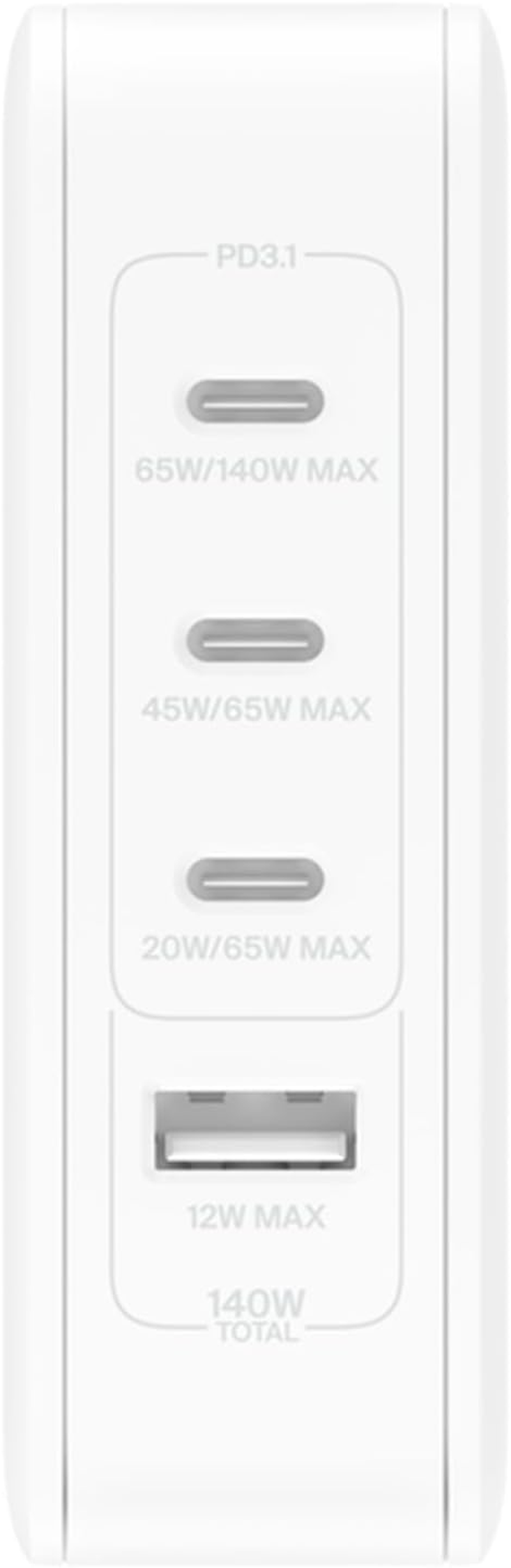 Belkin 140W -Port Gan Wall Charger, Multi-Port Charger Block,3 USB-C Ports and 1 USB-A Port or Apple Macbook, Iphone, Ipad, Samsung Galaxy, Google Pixel, & More image number 2