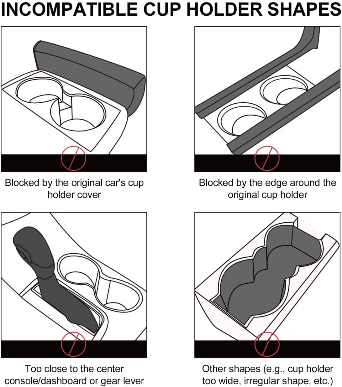 JINKEY Dual Cup Holder Expander for Car, 2 in 1 Multifunctional Large Car Cup Holder Expander Adapter with Adjustable Base, All Purpose Car Cup Holder for Bottles Cups Drinks Snack Organizer