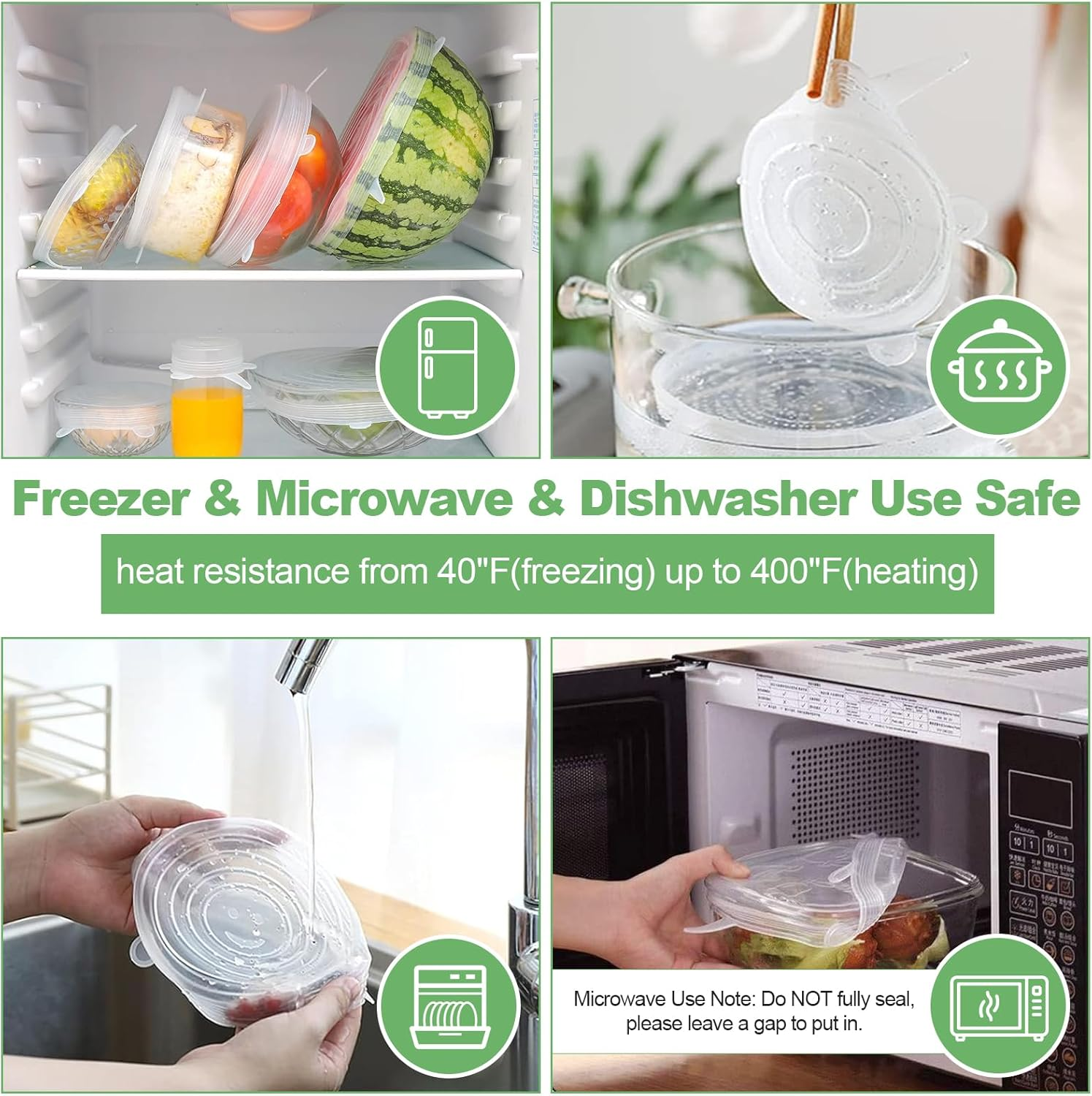 Wentworth Silicone Stretch Lids for Food Storage - 12PCS Bpa-Free Reusable Silicone Covers, Flexible & Durable, Fits Most Containers, Microwave & Dishwasher Safe (Various Sizes) image number 2