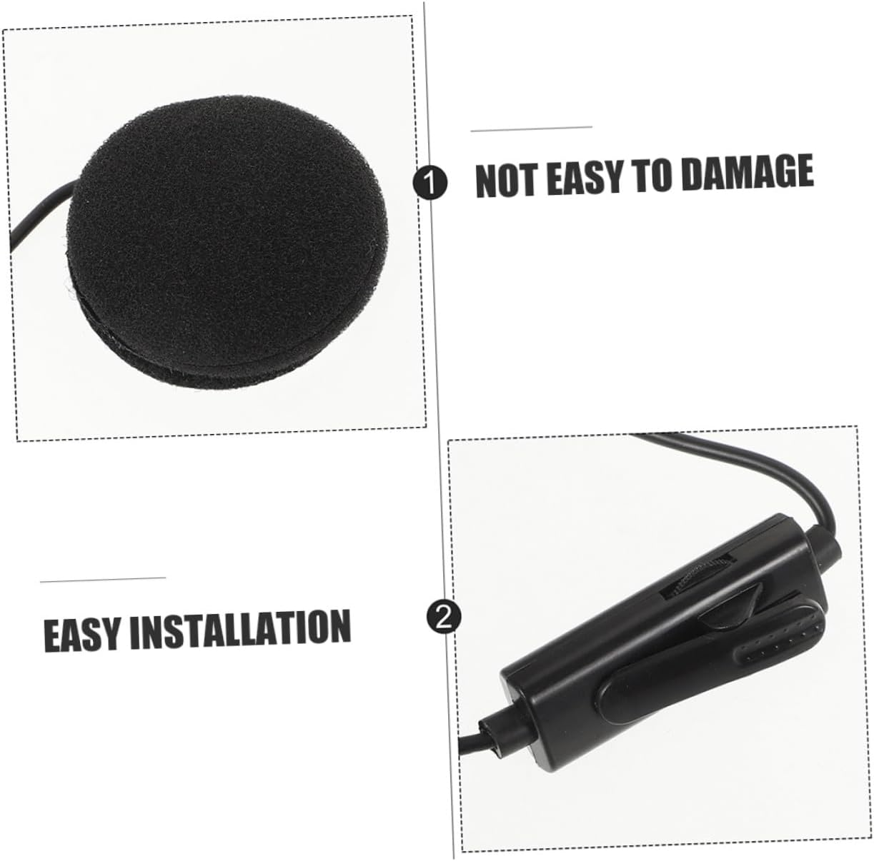 FUNOMOCYA 2Pcs Motorcycle Helmet Headset In-Ear Earphones with Microphone for Rider Navigation Communication Black image number 6