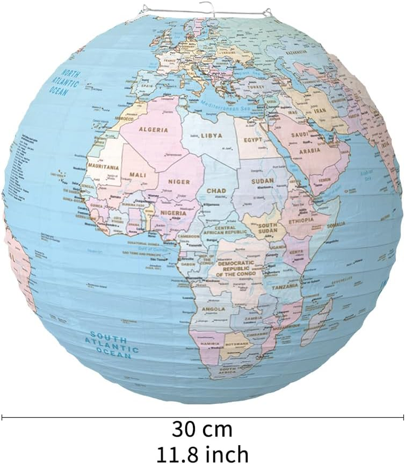 INFITE World Map Globes Hanging Paper Lantern Map Classroom Decorations Travel Themed Party Decorations 12 INCH Earth Day Decorations for Home Earth Theme Party Decor Supplies