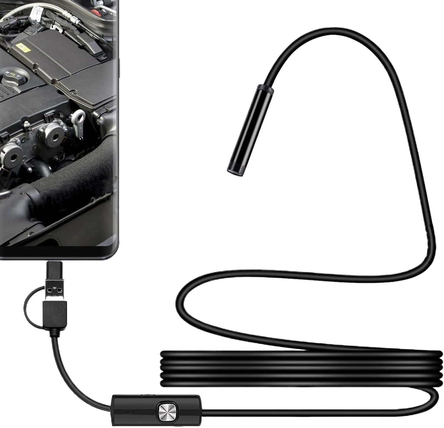 Snake Camera with Light | Endoscopio Automotriz,Ip67 Waterproof USB Borescope Inspection Tool for Plumbing Wall Sewer Industrial Equipment Home Mechanical Construction