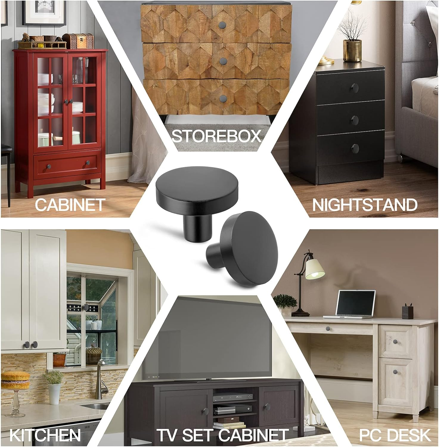 Masendelk Matte Black Drawer Knobs, 12Pcs Kitchen Cabinet Knobs Modern Dresser Decorative Pulls round Furniture Handles for Cabinets Cupboards MINYH2022031702 - 003