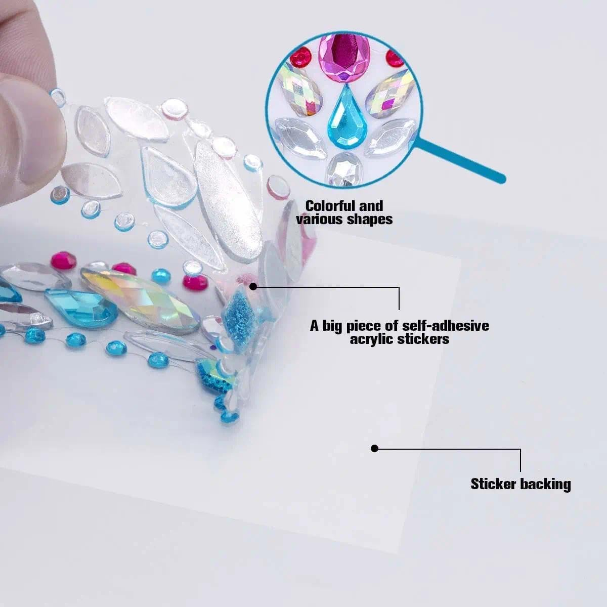 Weidllys 10 Sets Mermaid Face Gems Glitter，Rhinestones Body Temporary Stickers，Crystal Stickers Decoration，Rhinestone Rave Festival Face Jewels image number 4