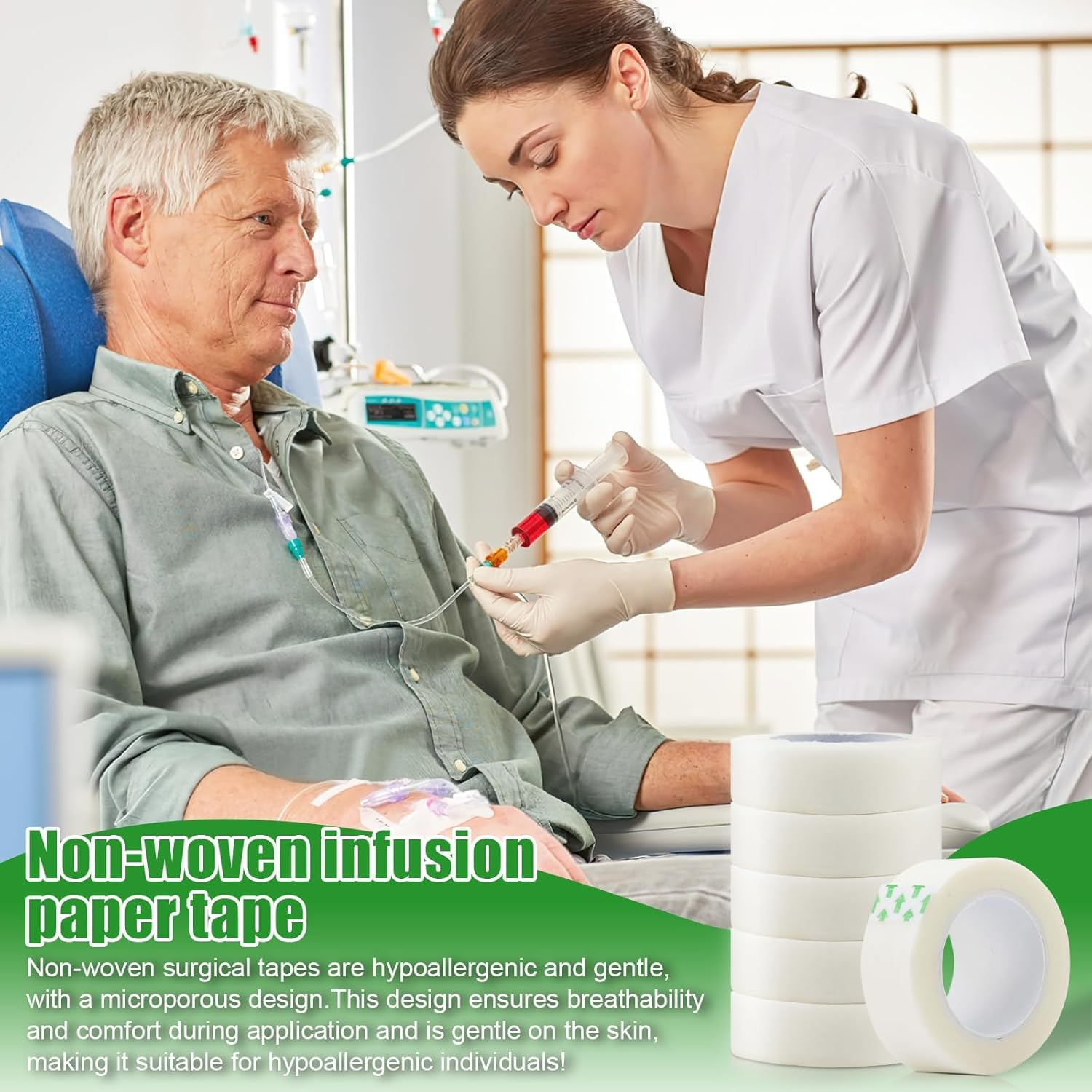 Breathable Medical Tape, 6 Rolls 1.25Cm * 9.1M Waterproof First Aid Tape, Clear Medical Tape for Snore Reducing, First Aid, Personal Use (White) image number 2