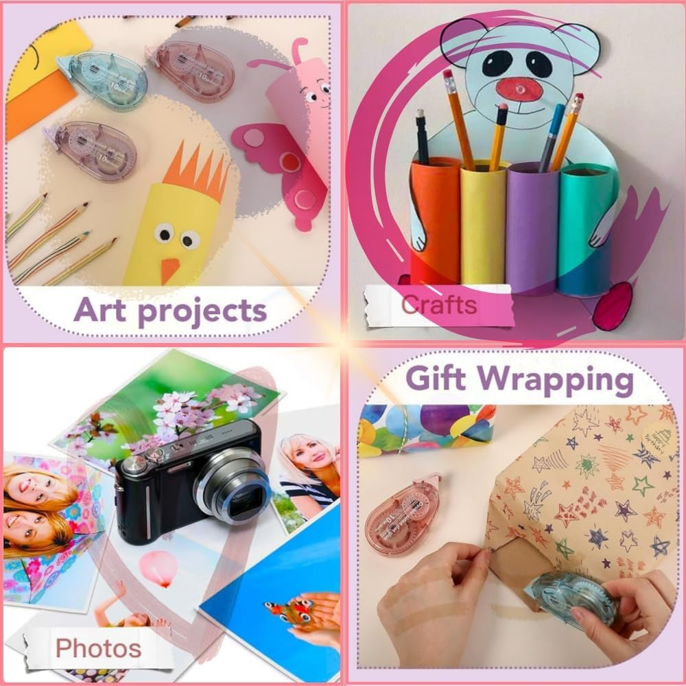 Sidoubleded Tape Roller Scrapbook,6 Pack Roll for Crafts, Roller Crafts, Double-Sided Tape Run, Scrapbooking, School Office Journal Supplies image number 6