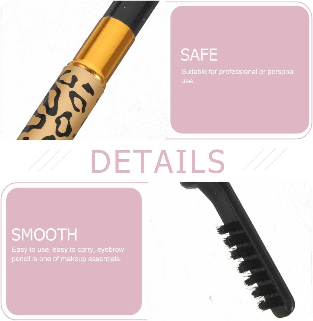 GANAZONO 2Pcs Waterproof Dual-Ended Eyebrow Pencil Brush, Black Eyebrow Shaper for Natural Makeup and Wear, Suitable for Daily Use and Travel - Brown image number 6