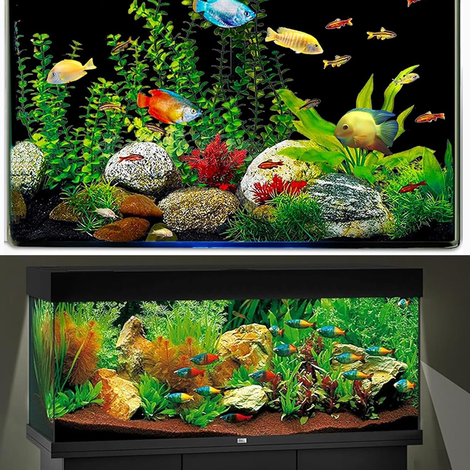 Aquarium Background Black Static Cling Fish Tank Decorations Self Adhesive Backdrop Aquarium Decorations for Home or Office 78.7X11.8 Inches