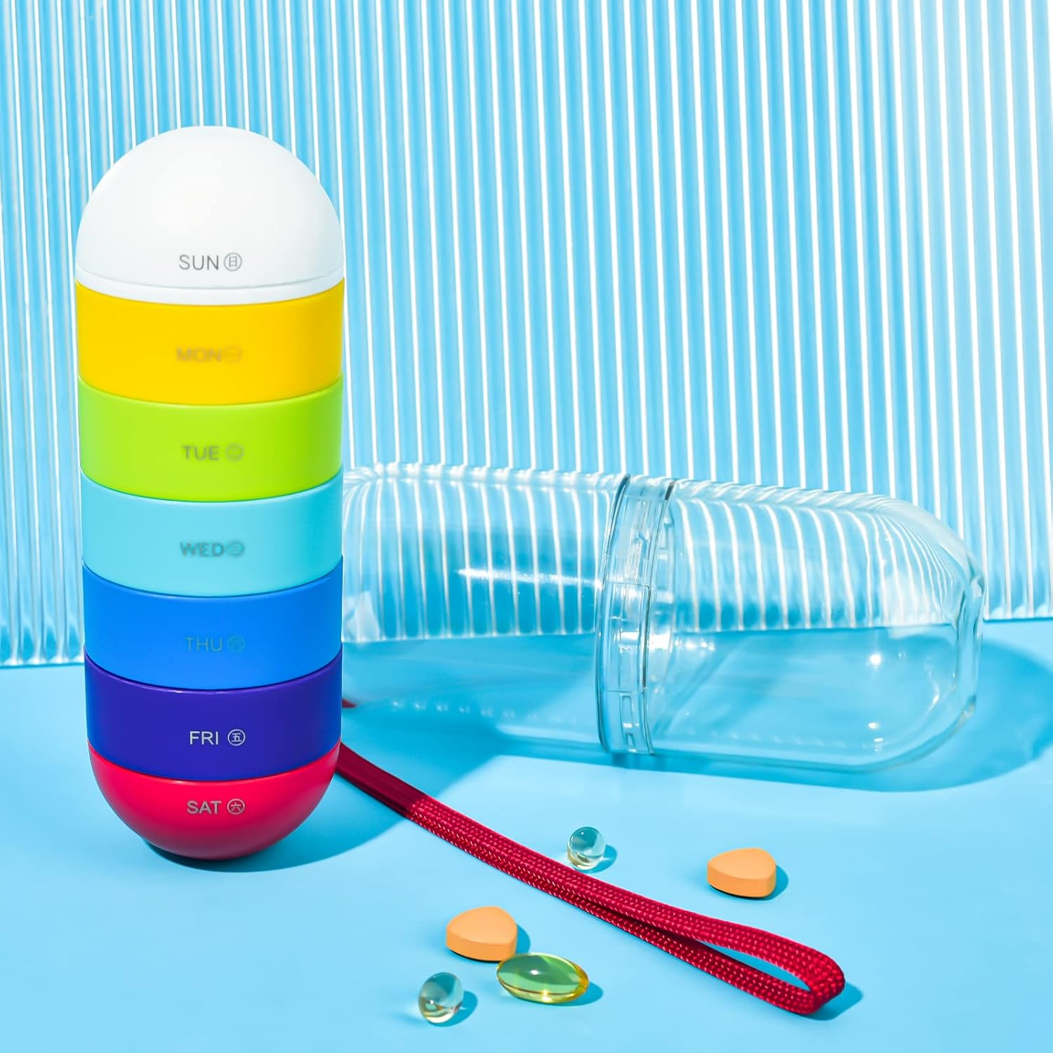 Portable Weekly Pill Box Organiser 7 Day Quality Tablet Box,Travel Pill Case Easy to Open Pill Organizers image number 4