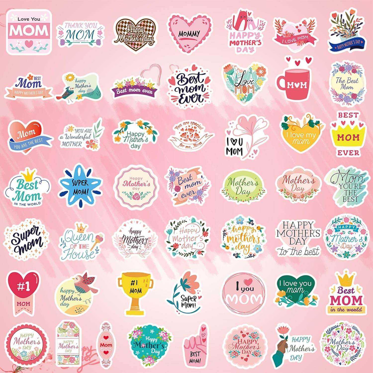 Kvadouly 100 Pcs Mothers Day Label Stickers &ndash; Decorative Stickers for Gift Bags, Envelopes, Cards, and Holiday Packaging image number 6