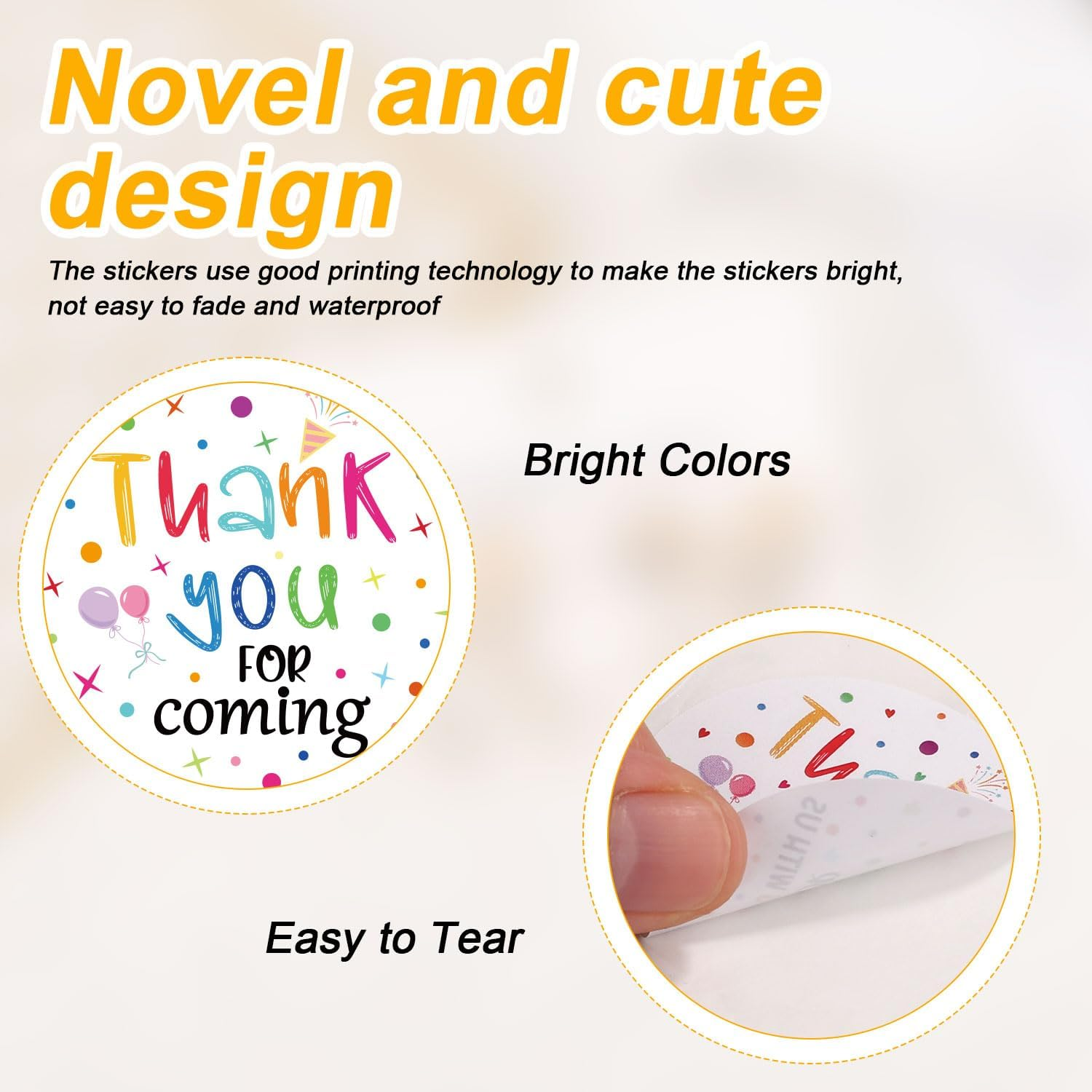120Pcs Thank You Sticker, 1.6 Inch round Adhesive Celebrating Appreciation Label Gratitude Decal for Baby Wedding Bridal Shower Birthday Party Favor Envelopes Seal Gift Packing (Thank You for Coming)