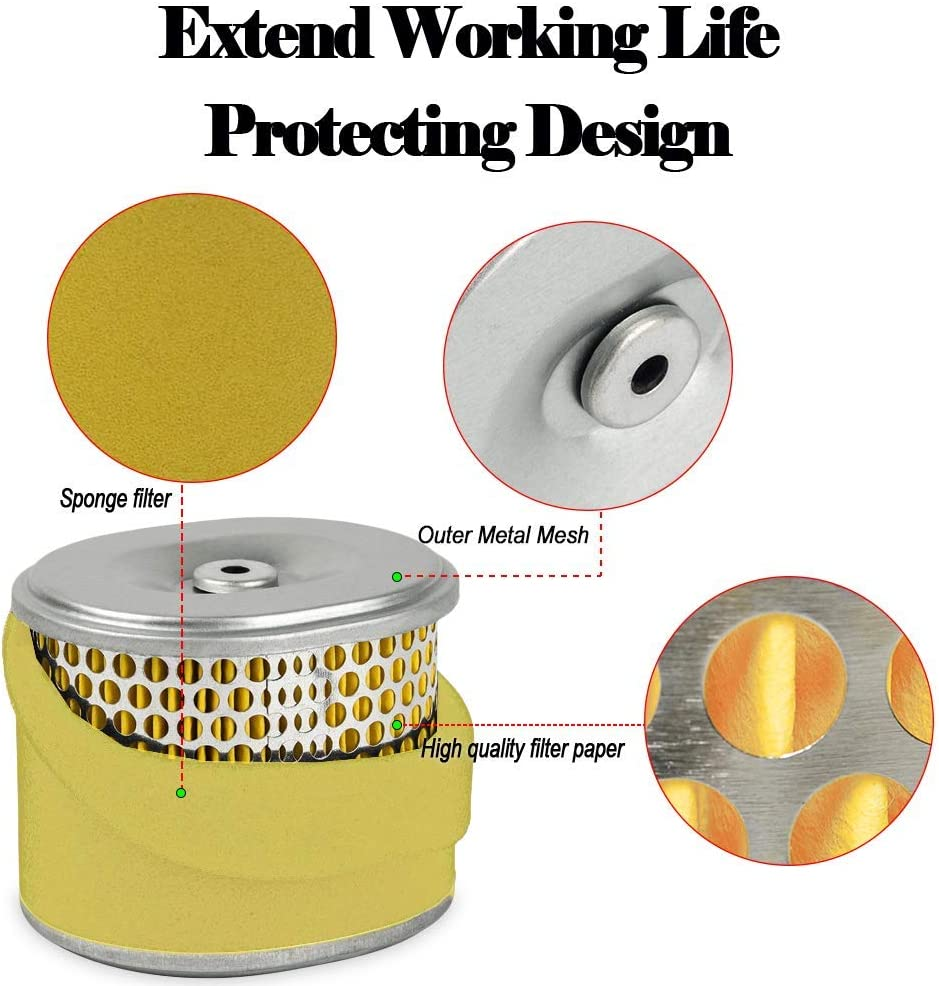 HIFROM Pack of 2 Set Air Filter with Spark Plug Replacement for Honda GX340 GX390 11HP 13HP Engines Lawnmowers Replace 17210-ZE3-505 17210-ZE3-010