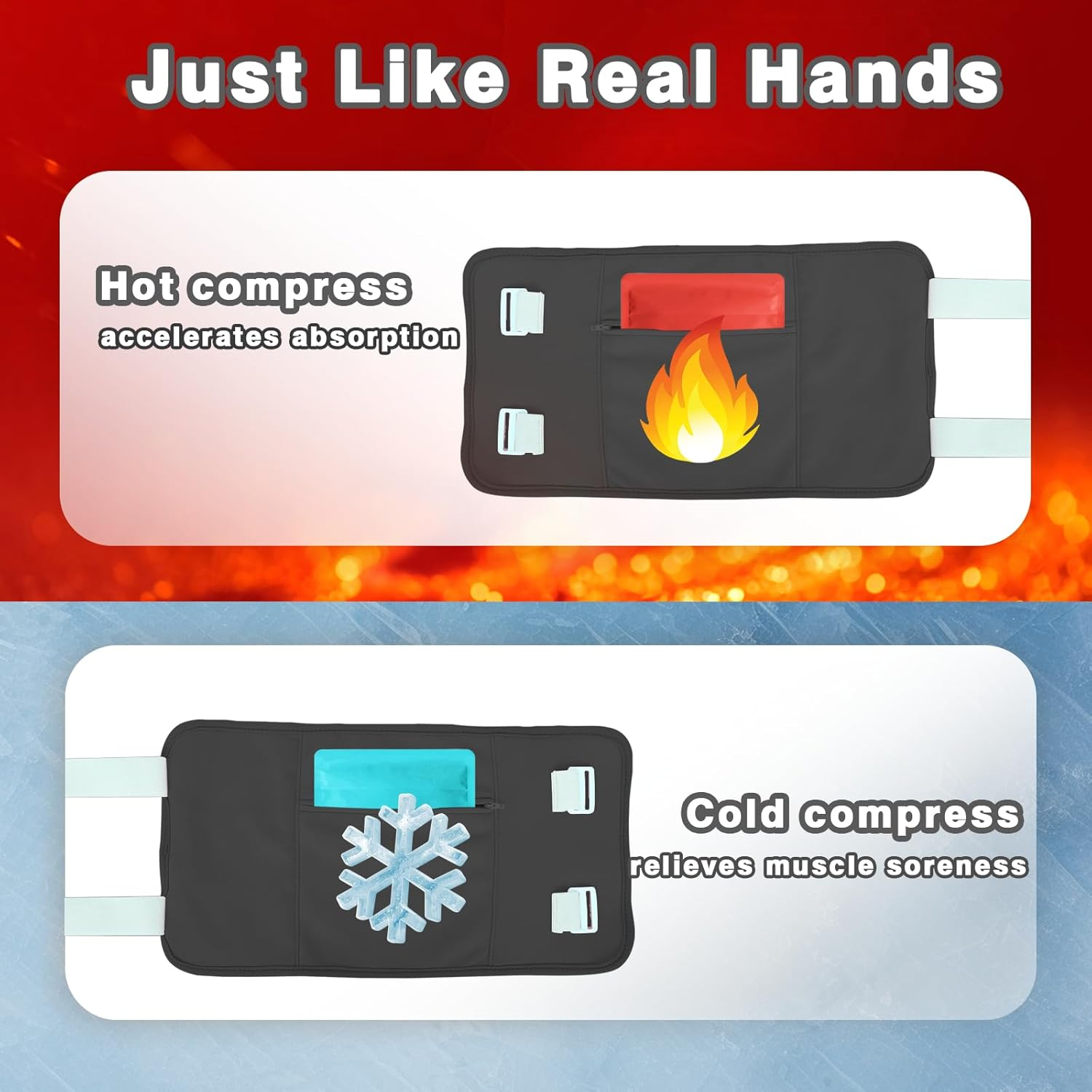 4 Pcs Castor Oil Pack Set, Adjustable Wrap for Abdomen & Knees, Includes Organic Castor Oil Pads, Perfect for Pain Relief & Detox(Black) image number 2