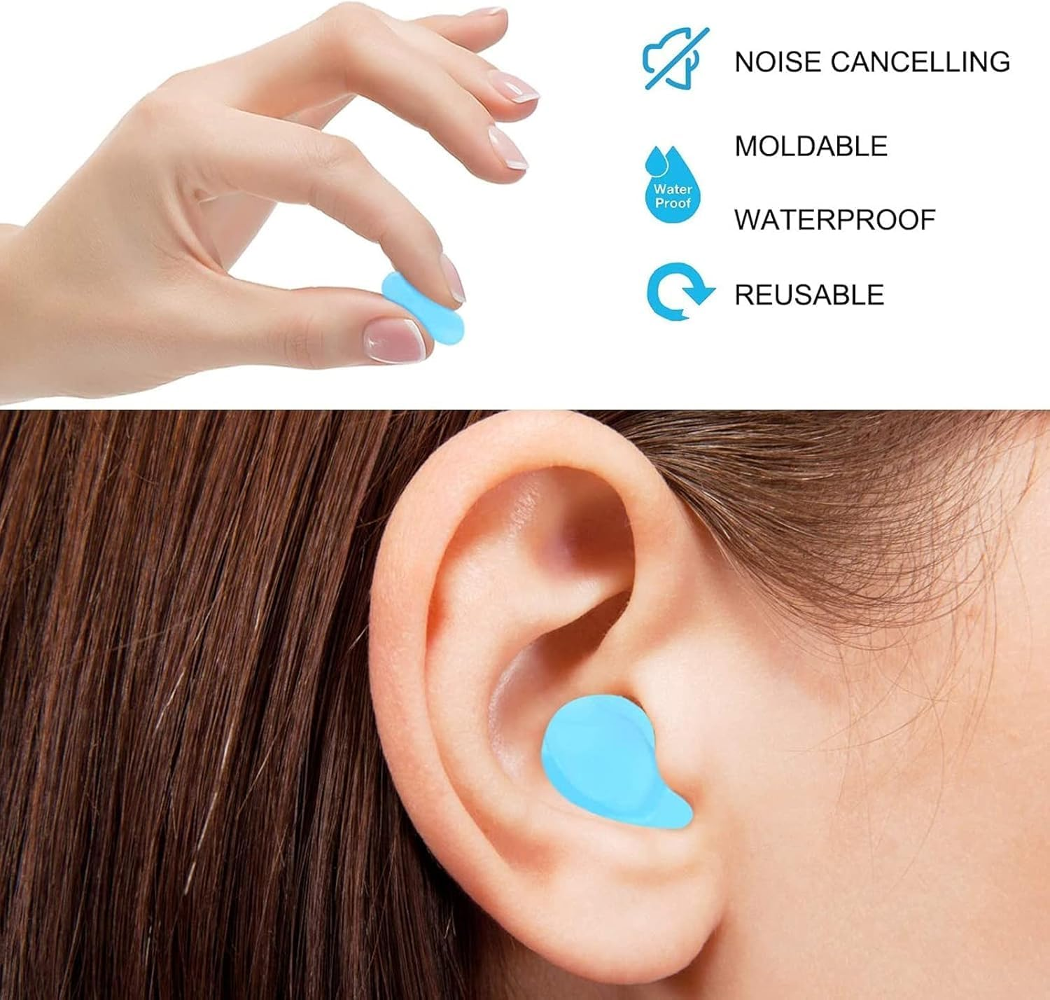 Silicone Ear Plugs for Sleeping, 12Pcs / 6 Pairs Reusable Noise Cancelling Earplugs Soft Noise Cancelling Earplugs Sound Blocking Ear Plugs for Swimming Airplanes image number 1