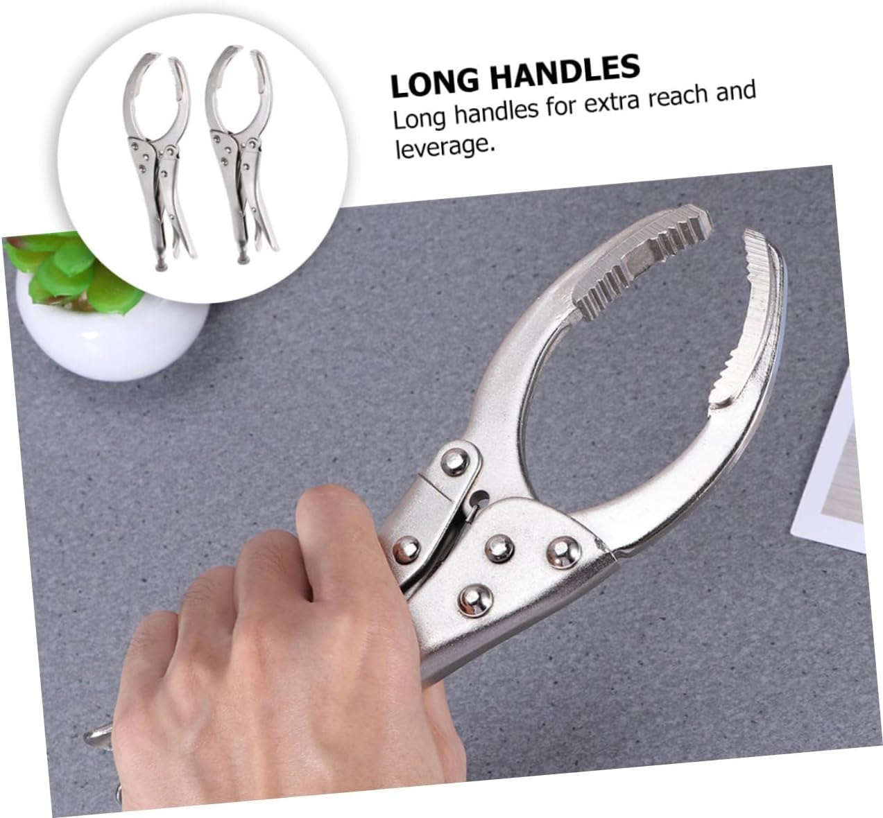 WHAMVOX 2Pcs Adjustable Steel Wrench Pliers for Maintenance Engine Oil Cleaner Removal Tool with White Handle Suitable for Auto Repair image number 1