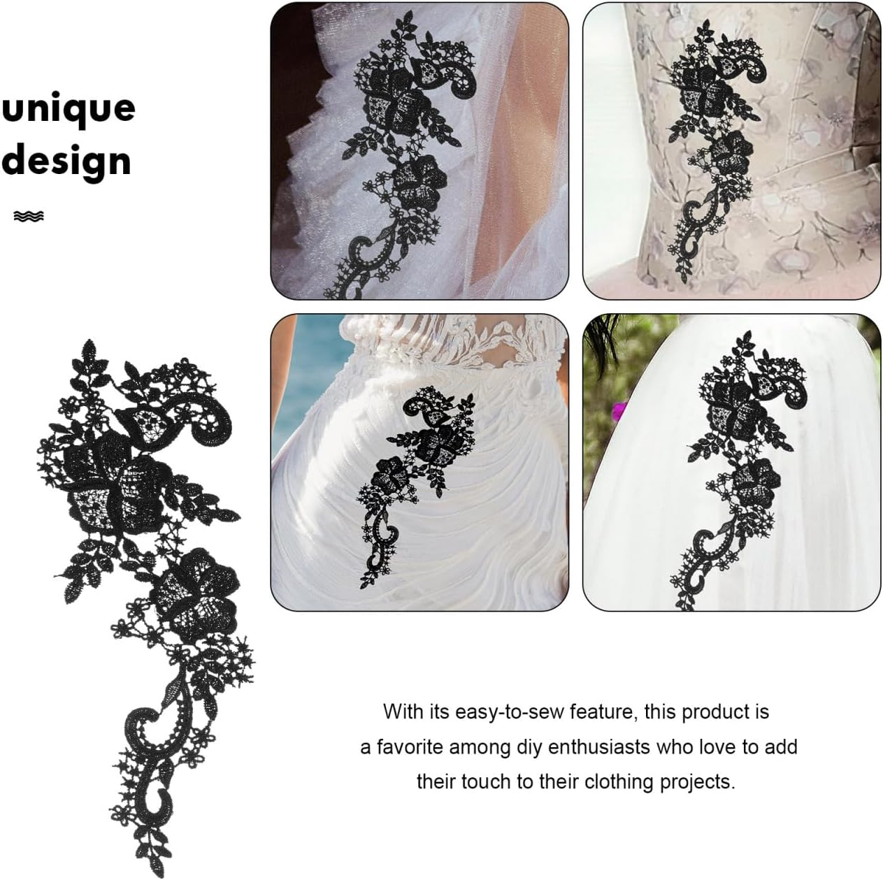 Tofficu Lace Collar Accessories 11.61X7.48 Inch Embroidered Floral Appliques Sew on Patches for Wedding Dress Embellishments DIY Clothing Decoration image number 1