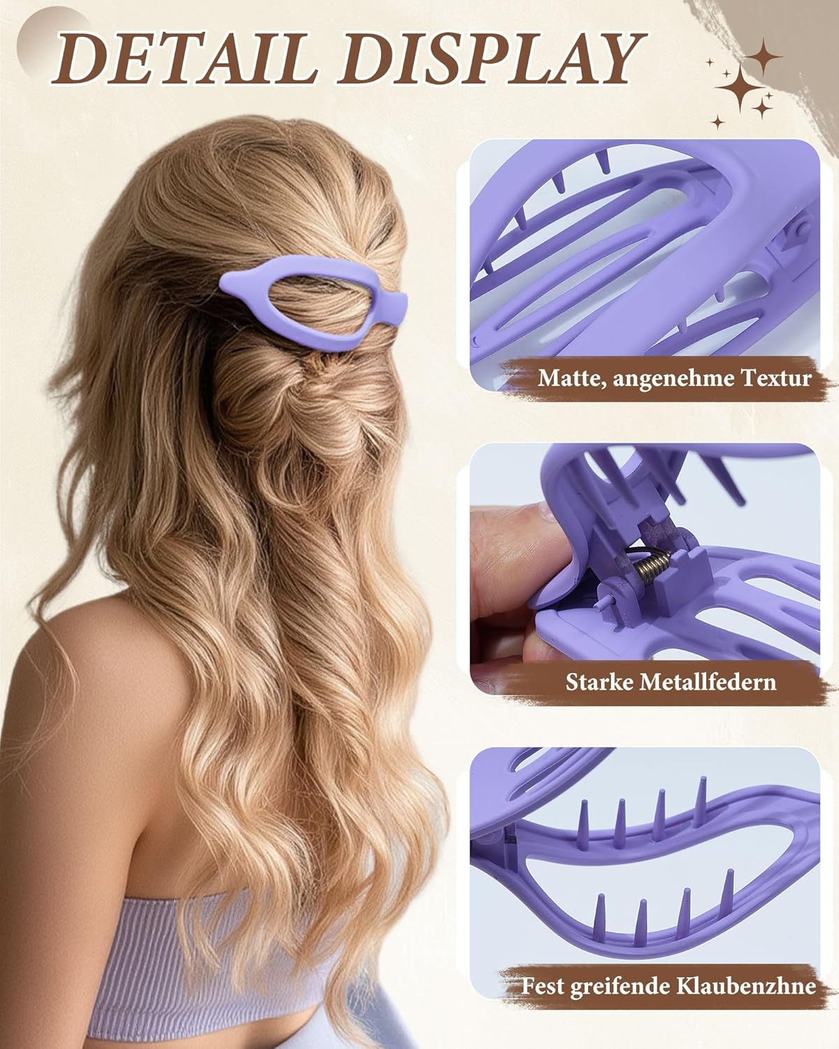 Kajeer Pack of 6 Flat Hair Clips for Women - French Flat Hair Claw Clips Comfortable Flat Hair Claw Clips for Thick Thin Hair, Daily Life, Sports, Driving (Macaron - Colours) image number 1