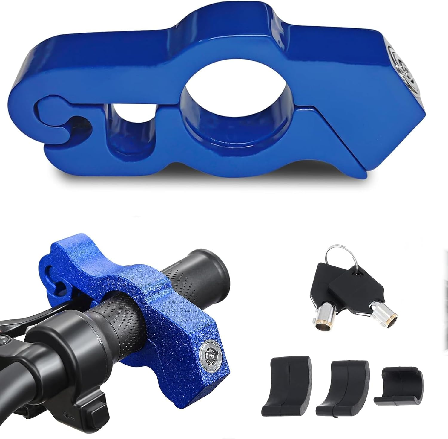 Motorcycle Locks anti Theft - Motorcycle Lock Heavy Duty for Grip Lock Brake,Portable Motorcycle Throttle Lock for Motorcycle Moped Motorbike Scooters ATV Dirt Bike,Blue image number 2