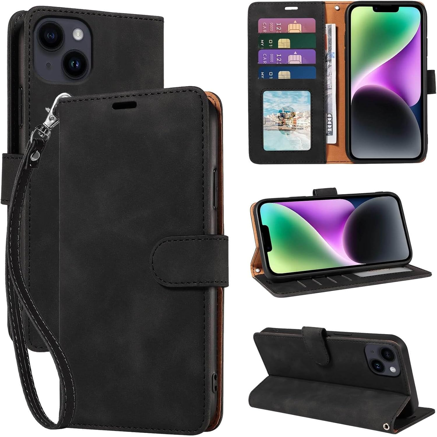 GOTOURED for Iphone 14 Pro Max Case Wallet,Phone Case 4 Card Slots, [RFID Blocking] [Wrist Strap] [Kickstand] Magnetic Shockproof Protective Leather Flip Cases Cover for Iphone 14 Pro Max (Green)