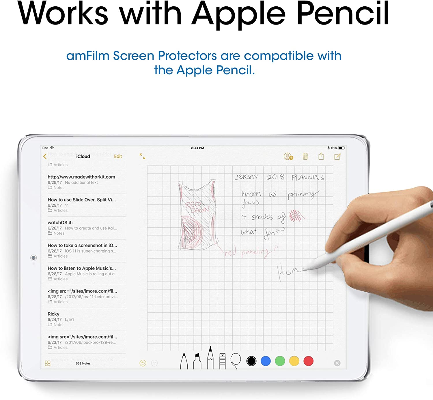 Amfilm Glass Screen Protector for Ipad 9.7 6Th Gen, 5Th Gen, Ipad Pro 9.7, Ipad Air, Air 2, Tempered Glass, Apple Pencil Compatible image number 2