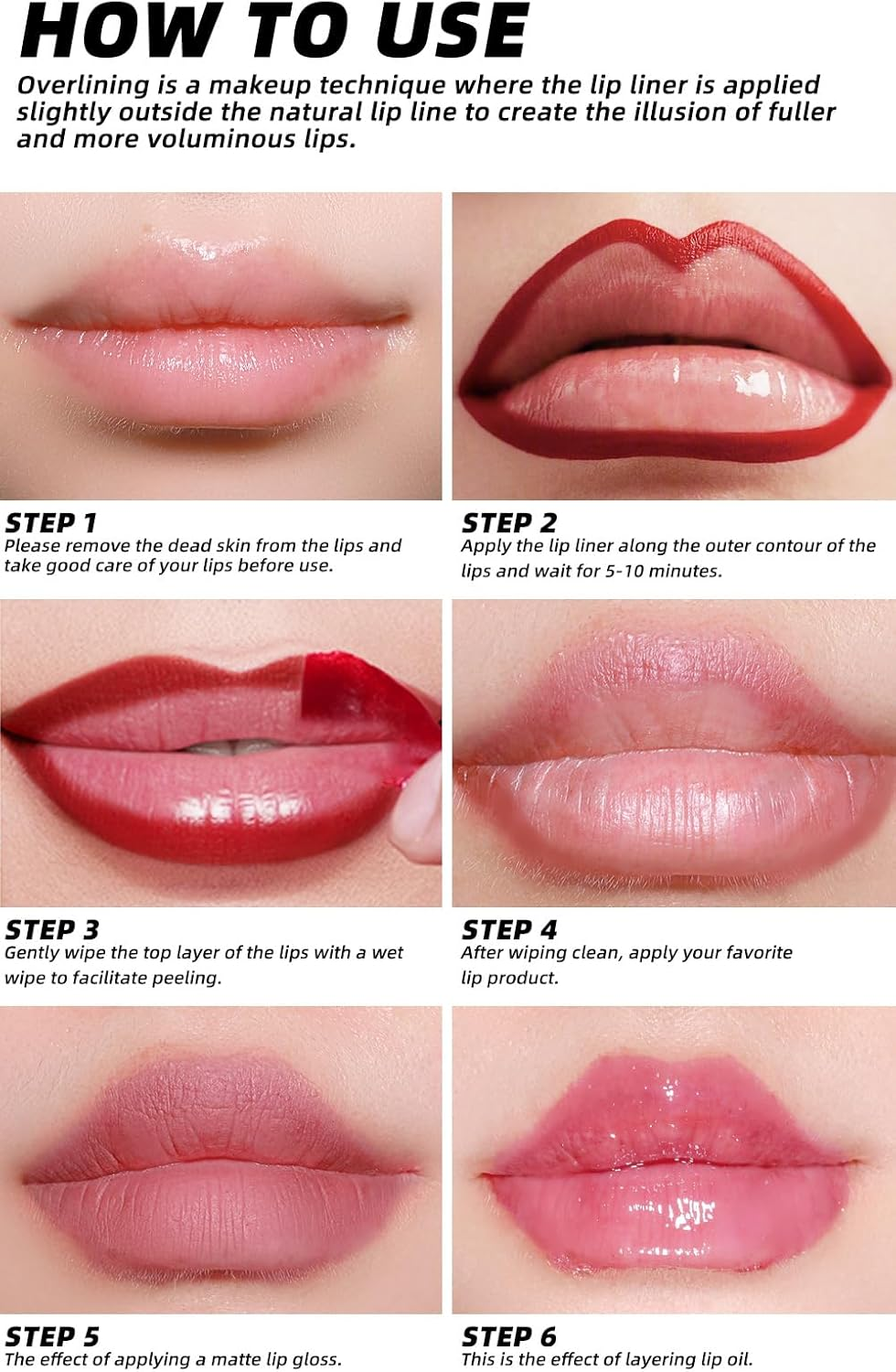 Peel-Off Lip Liner Stain Set, Waterproof Matte Gloss, Highly Pigmented Colors, Non-Stick Cup Lip Liner Stain 3-Piece. image number 2