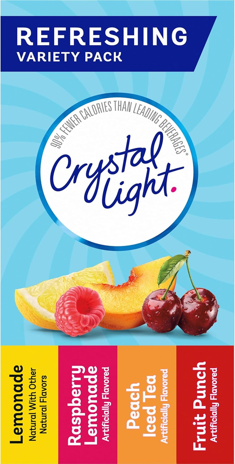 Crystal Light Lemonade, Raspberry Lemonade, Peach Iced Tea, & Fruit Punch Powdered Drink Mix Singles Variety Pack (44 Ct. On-The-Go Individual Packets) image number 1