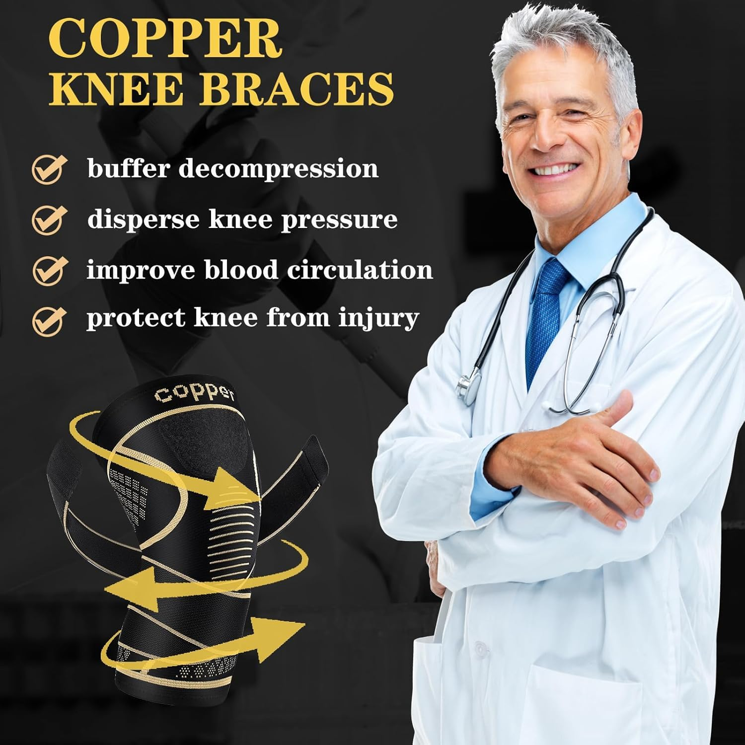 2 Pack Wellknee Knee Brace for Men and Women,Compression Sleeve with Patella Support for Weightlifting and Volleyball, Knee Pads and Straps for Meniscus Tear Relief Joint Pain Arthritis, ACL (XL) image number 6