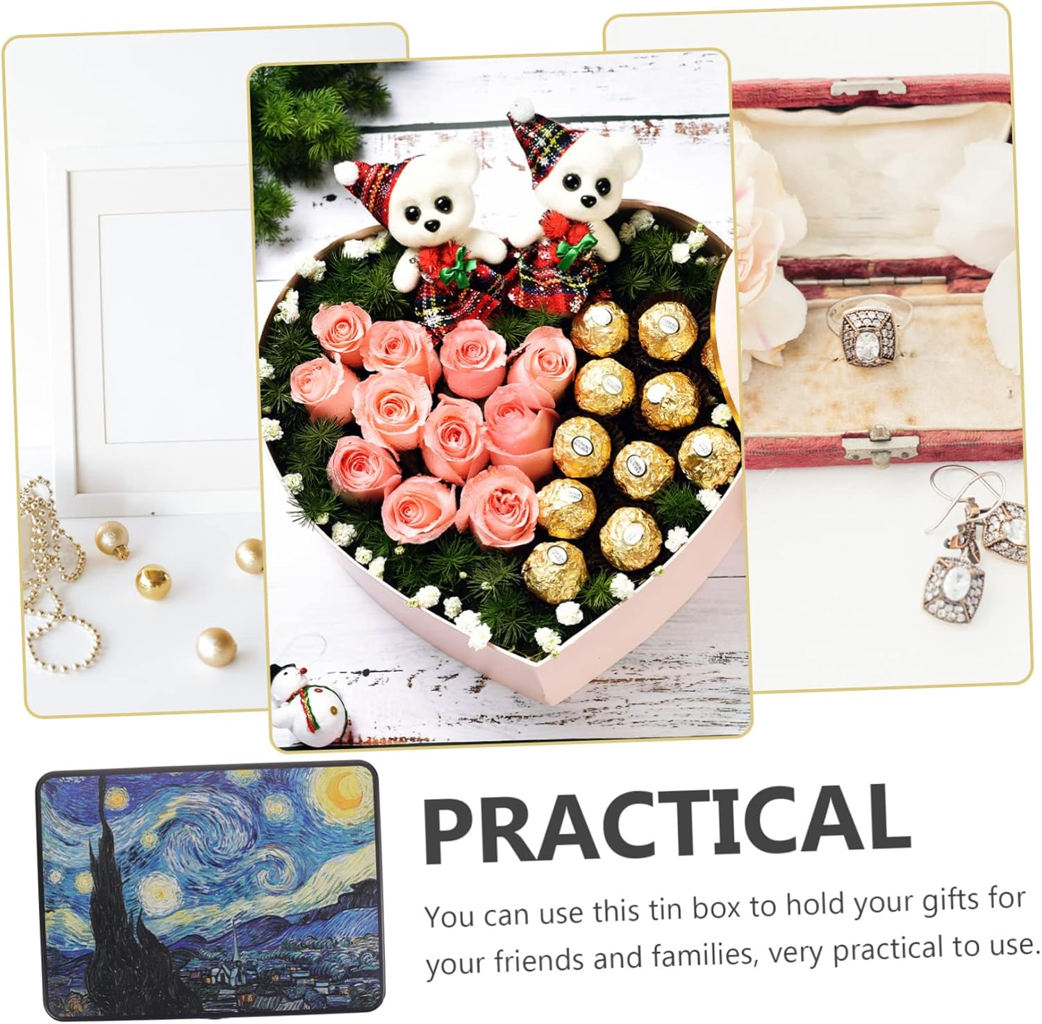 Vintage Large Tinplate Storage Box Lock Metal Organizer Decorative Storage Container Suitable for Home Desktop Jewelry and Keepsakes image number 5