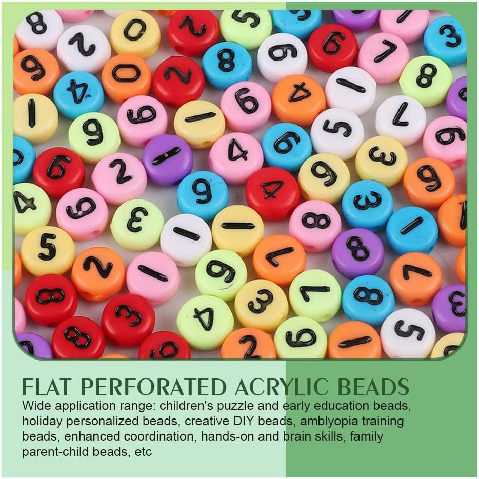 100 Pcs 4X7Mm Acrylic Number Beads for Jewelry Making, DIY Necklaces, Bracelets, Necklaces, Key Chains(White) image number 1