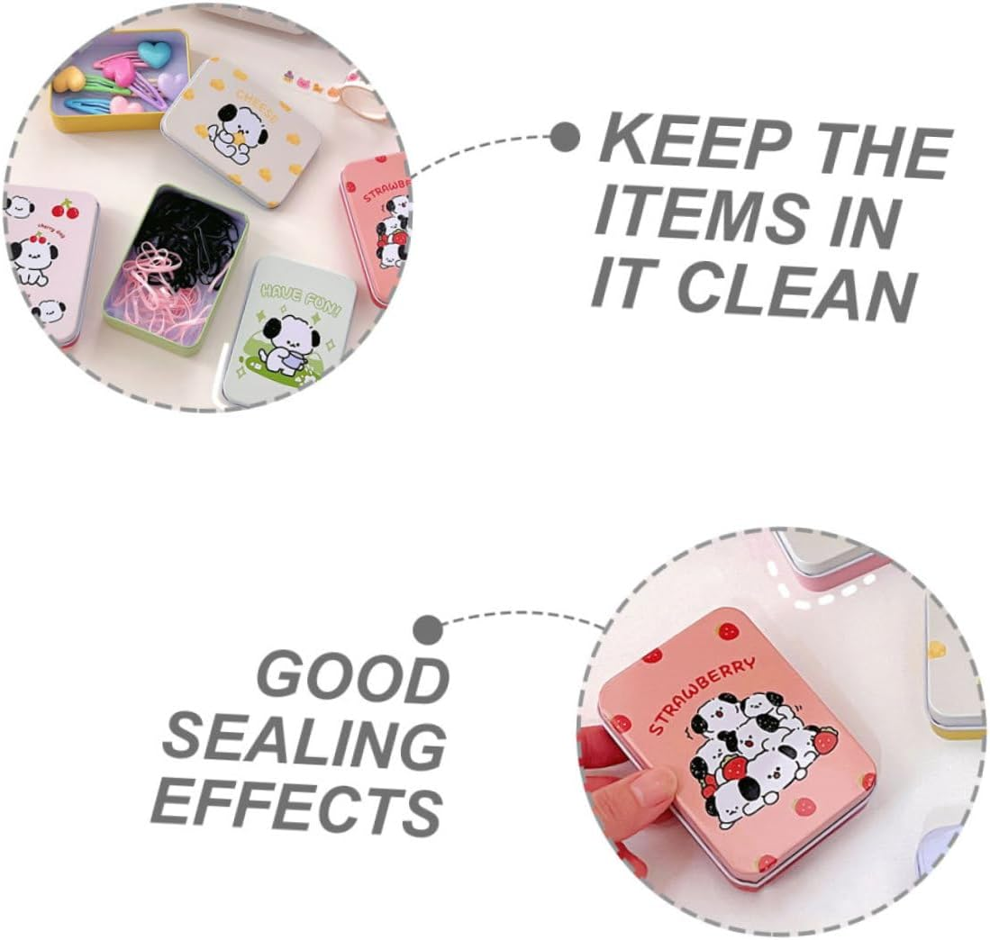 OATIPHO 6Pcs Cartoon Tinplate Storage Box Set Small Desktop Metal Organizer Multipurpose Candy Holder Trinket Container for Office and Home image number 2