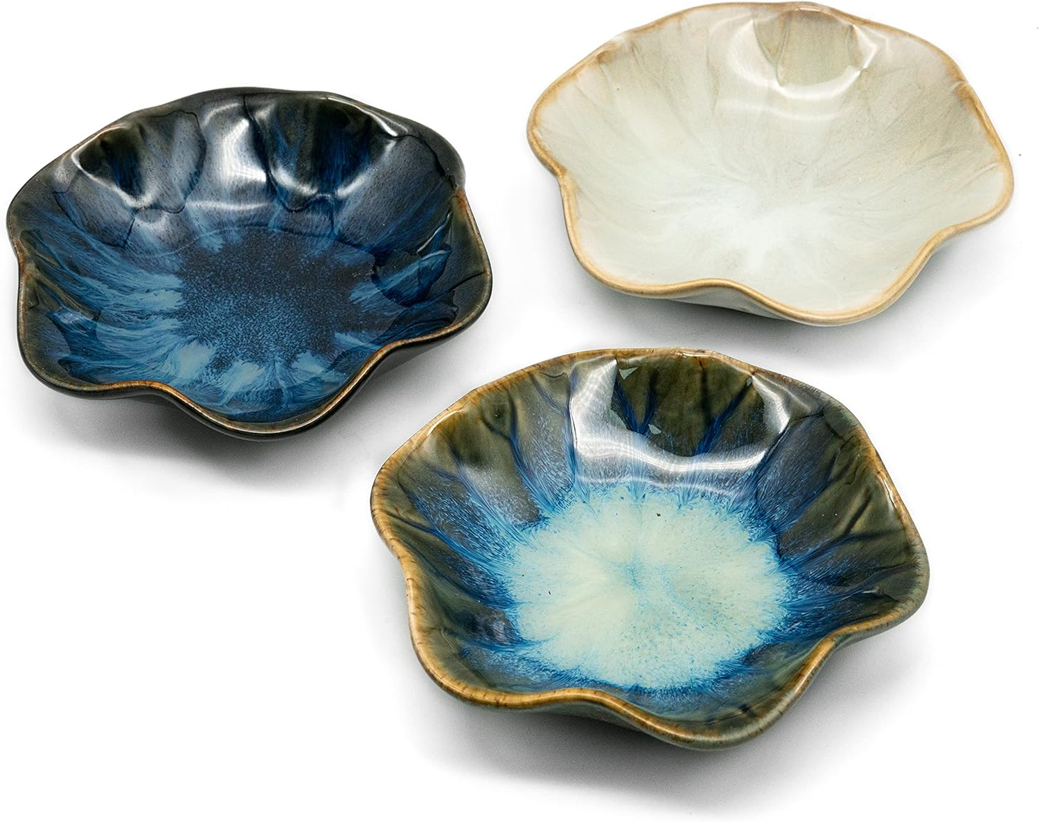 LINXUXIE Ceramic Stable Spoon Rest 3PCS Multifunctional Glaze Ceramic Dinner Plates Set Heat Resistant Porcelain Spoon Utensil Holder in Kitchen Counter Kitchen Dining Table Decor (Sunflower 3PCS)