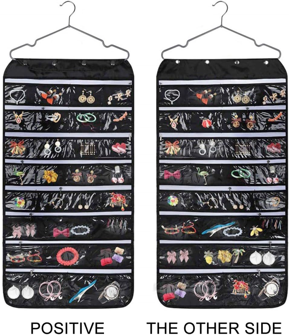 ULTECHNOVO Jewellery Organiser 56 Pockets: Jewelry Hanging Pouch Organizer for Necklaces Bracelets Earrings Accessories Sundries Storage Bag for Travel Home Closet - 1Pcs image number 3