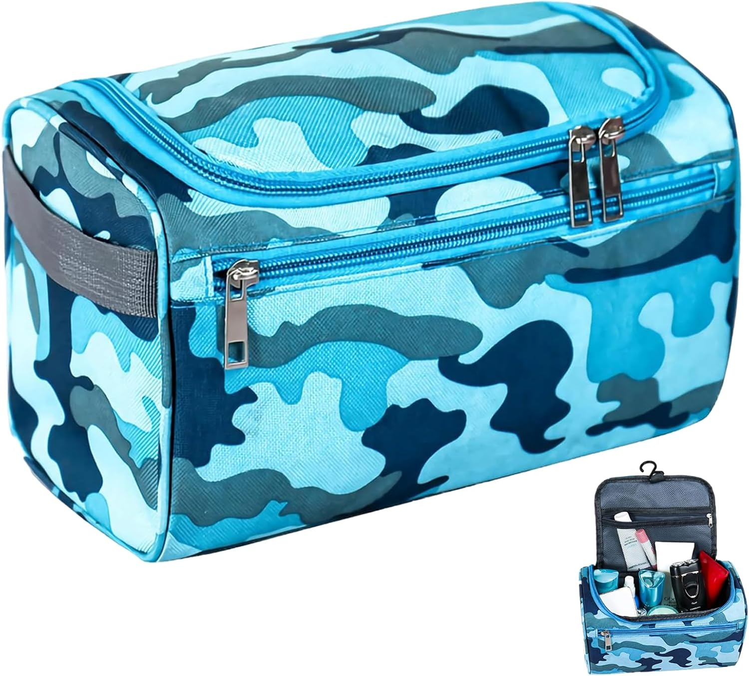Boys Wash Bag with Camouflage Design &ndash; Boys Toiletry Bag for Travel and Sports, Durable & Waterproof Kids Wash Bag with Handle and Zipper for School, Gym or Holidays image number 4