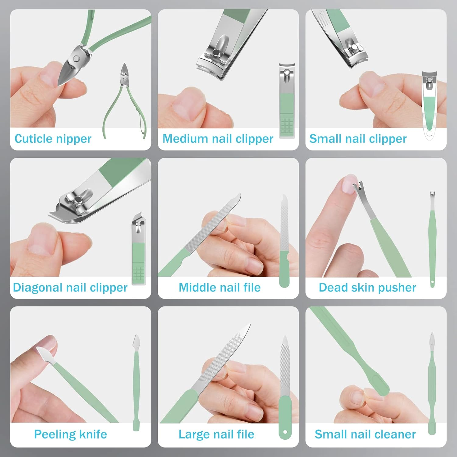 Manicure Set Personal Care, Nail Clipper Kit, Professional Nail Clipper Pedicure Set, Nail Tools with Luxurious Travel Case, Gifts for Men Women Family Friend, 31 Pieces (Green) - B image number 2