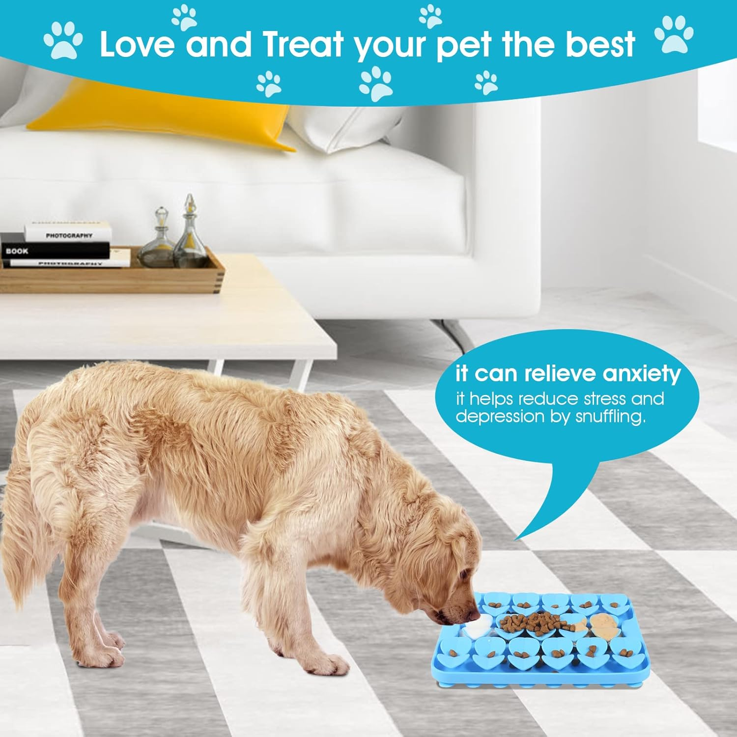 VOOWO Snuffle Mat for Dogs, Silicone Snuffle Mat Lick Mat for Dogs, Slow Feeder Dog Bowl, Dog Lick Mat, Dog Feeding Mat Slow Feeder Sniff Mat for Small Medium and Large Dogs (Blue, Small) image number 5