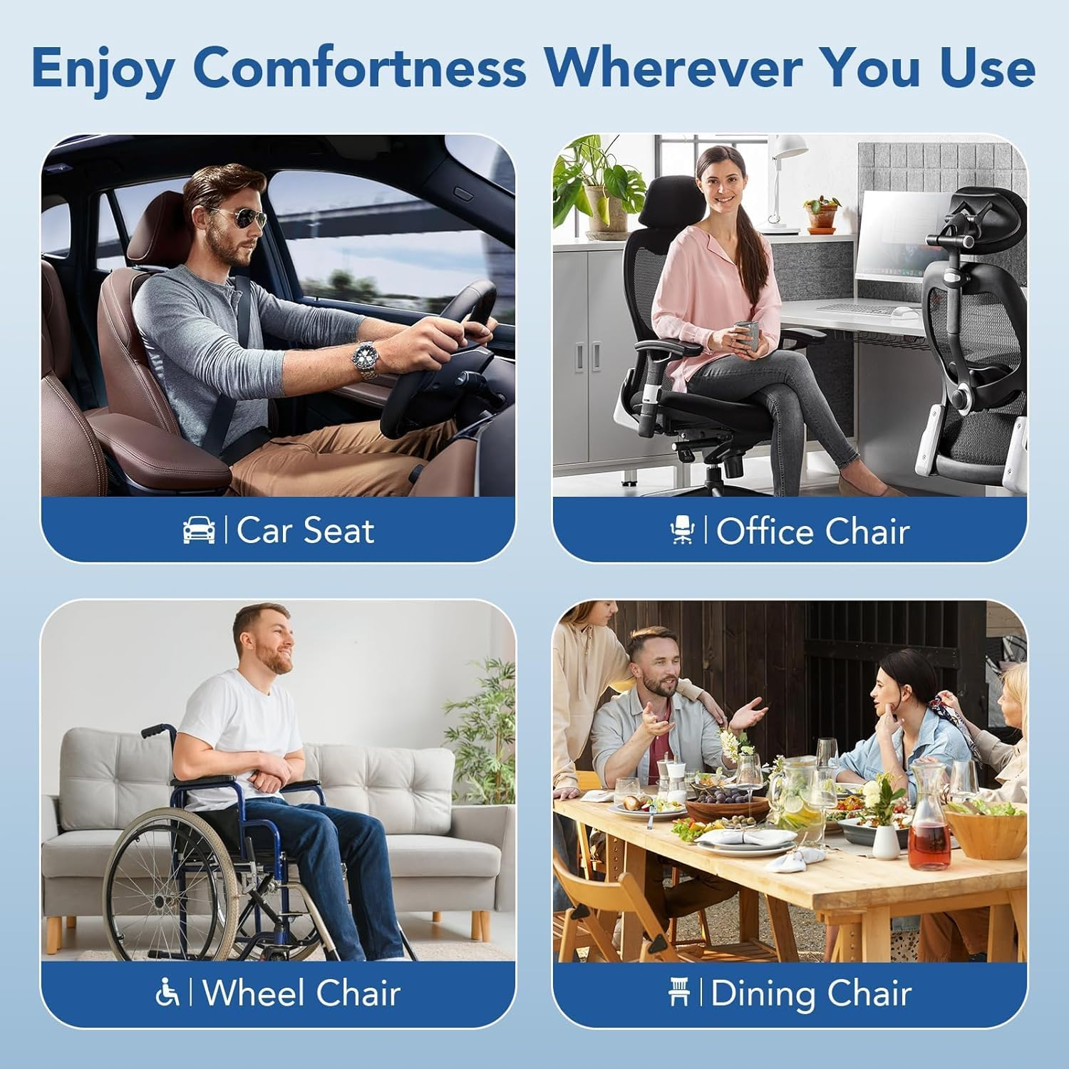 HASA Zone Gel Seat Cushion, Double Thick Breathable Car Seat Cushion for Long Sitting, Back Support Cushion with Warm Cover for Winter Home Office Car Wheelchair & Pet image number 3