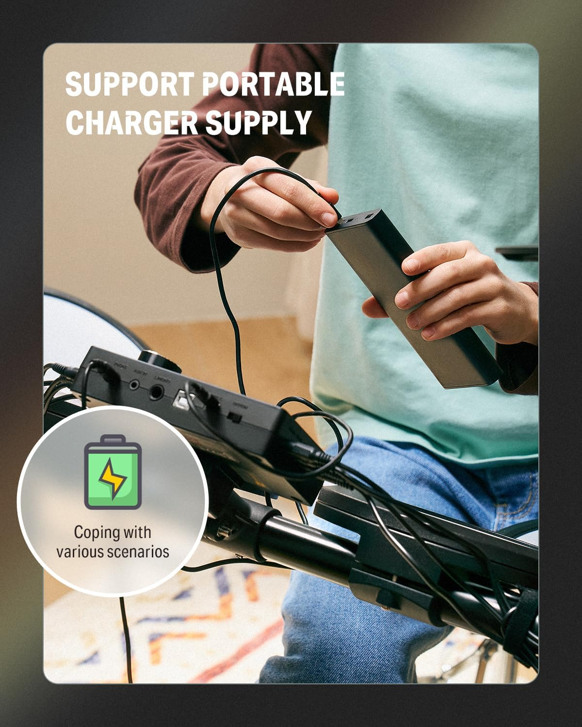 Donner DED-70 NEW Electric Drum Set, Electronic Drum Kit for Beginner with 150 Sounds, 4 Quiet Mesh Pads, 9" Cymbals, USB MIDI, Type-C Charging, 2 Pedal, Throne, Headphones, Sticks, Melodics Lessons image number 4