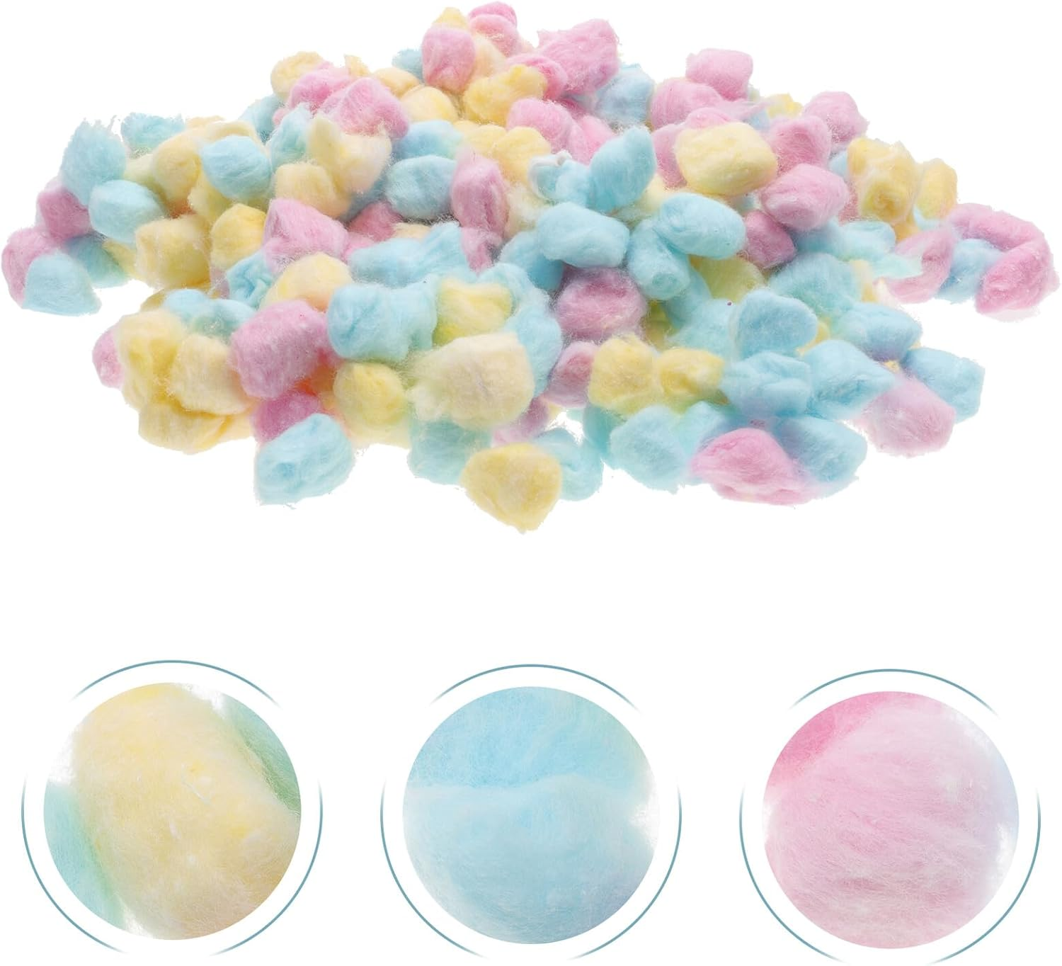 JEWEDECO Colored Cotton Balls for Boy Girl Soft Absorbent Small Cotton Balls for Face Washing Makeup Removal Beauty Salon and Home Use Pink Yellow Blue image number 1