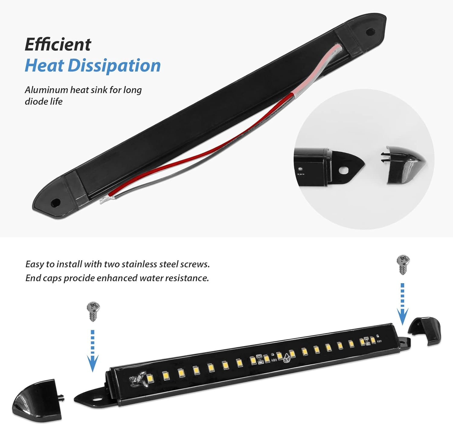 Dream Lighting Caravan Awning Exterior LED Light Black 12V Campervan Motorhome RV Boat Marine Camping Strip Bar Lighting Waterproof IP65 image number 3