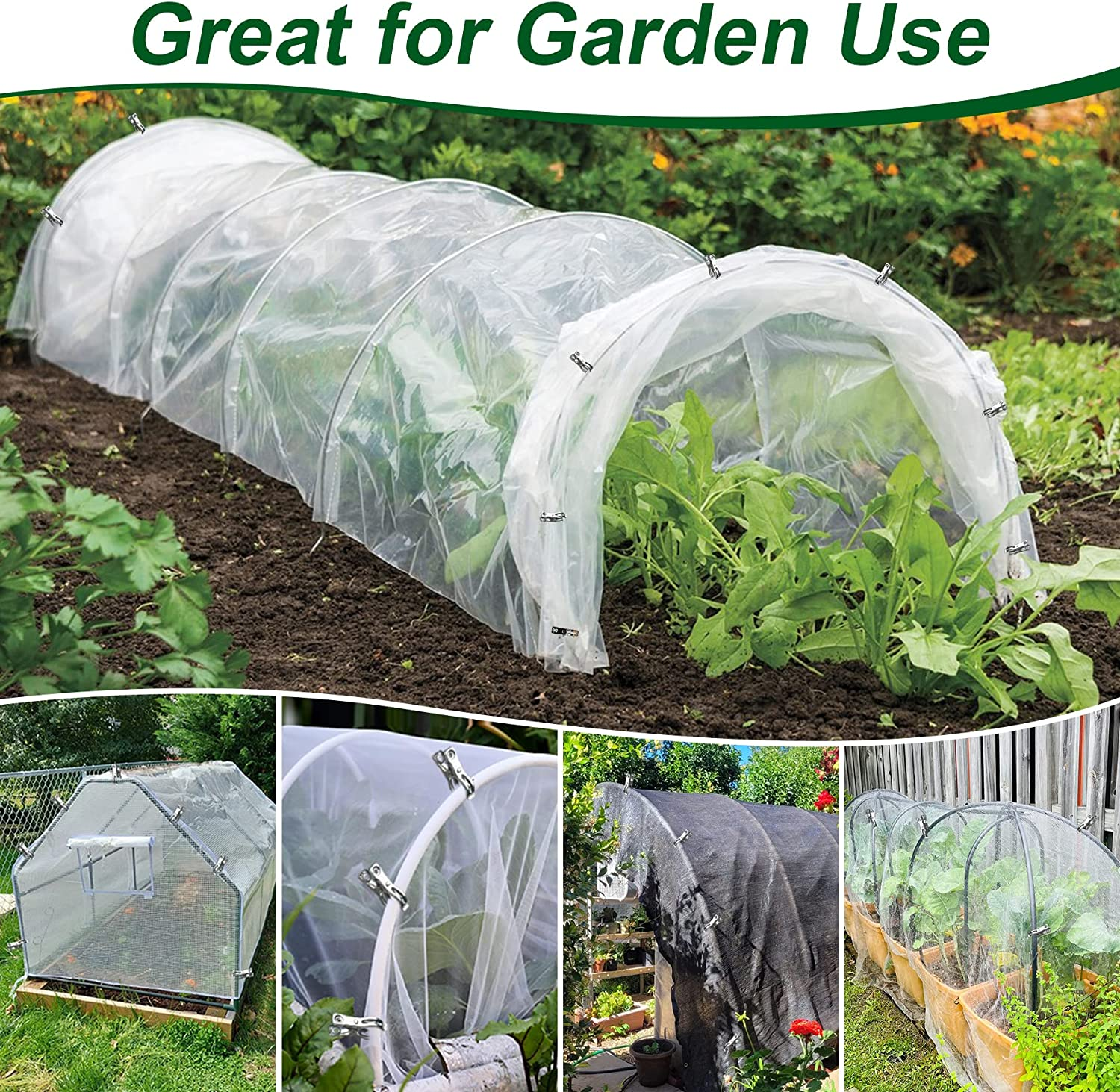 60 Pcs Row Cover Clips, Garden Clamps for Netting, Greenhouse Clamps Made of Stainless Steel, Have a Strong Grip of Greenhouse Clips, for 1/2'', 3/4'', 1'' Garden Hoops or Pvc image number 3