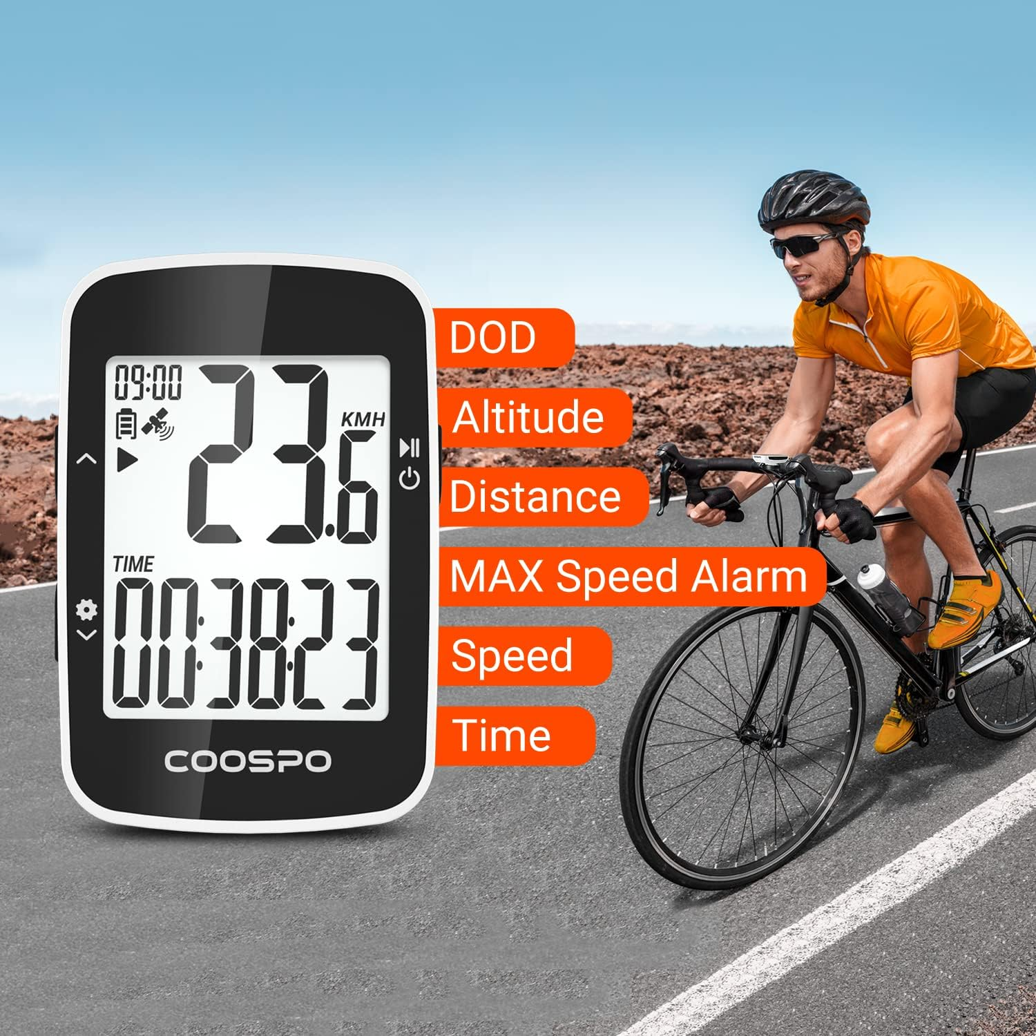 COOSPO Bike Computer,Cycling GPS Units Bicycle Computer with Ipx7,Wireless Speedometer Odometer GPS for Bike,2.3 Inch Auto-Backlight,Bike GPS Tracker with Max Speed Alarm image number 5
