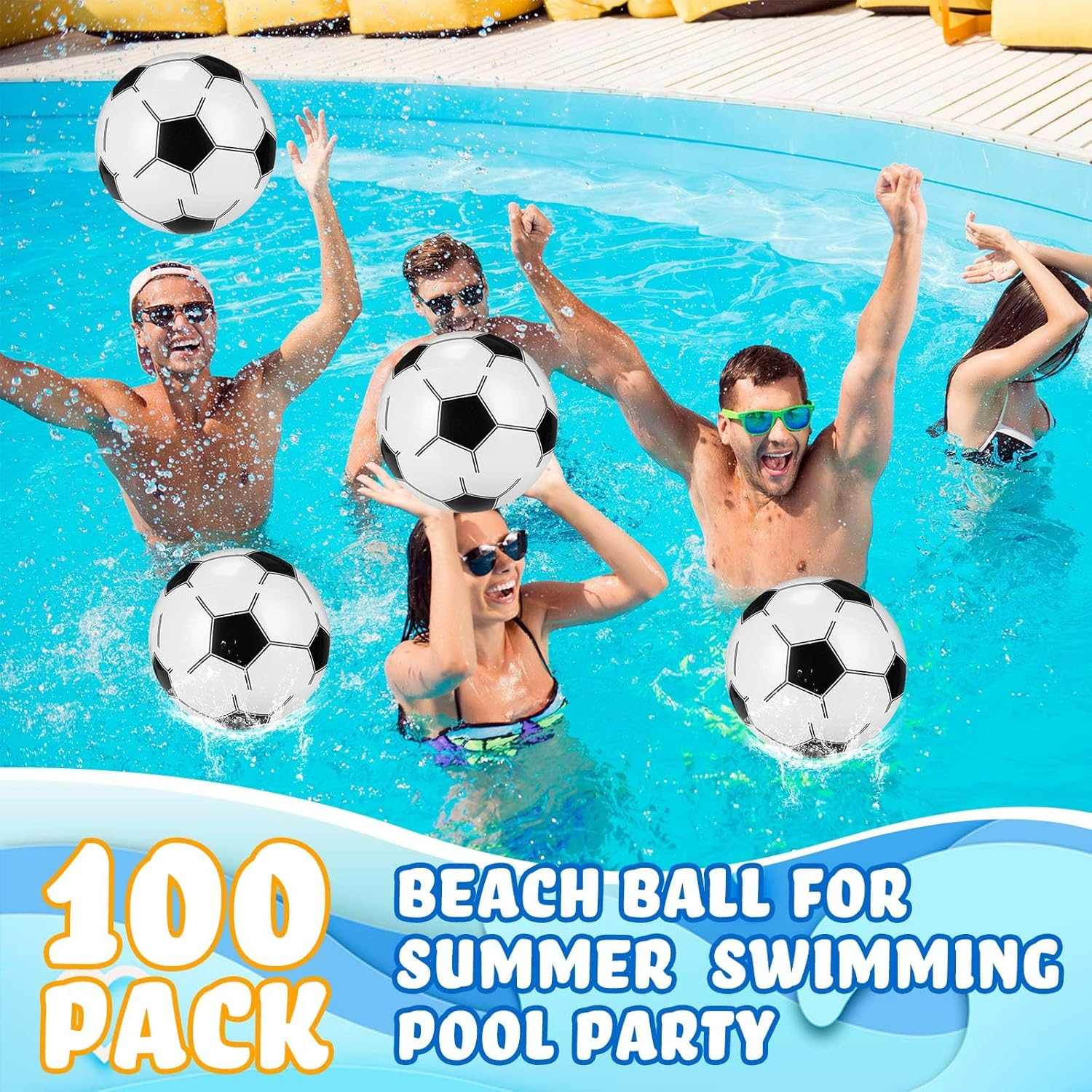 Chivao 100 Pcs Inflatable Beach Ball Bulk 16 in Large Sport Inflatable Ball Swimming Pool Blow up Ball for Outdoor Summer Activity Adult Teen Kid Party Favors Game Decoration Gift