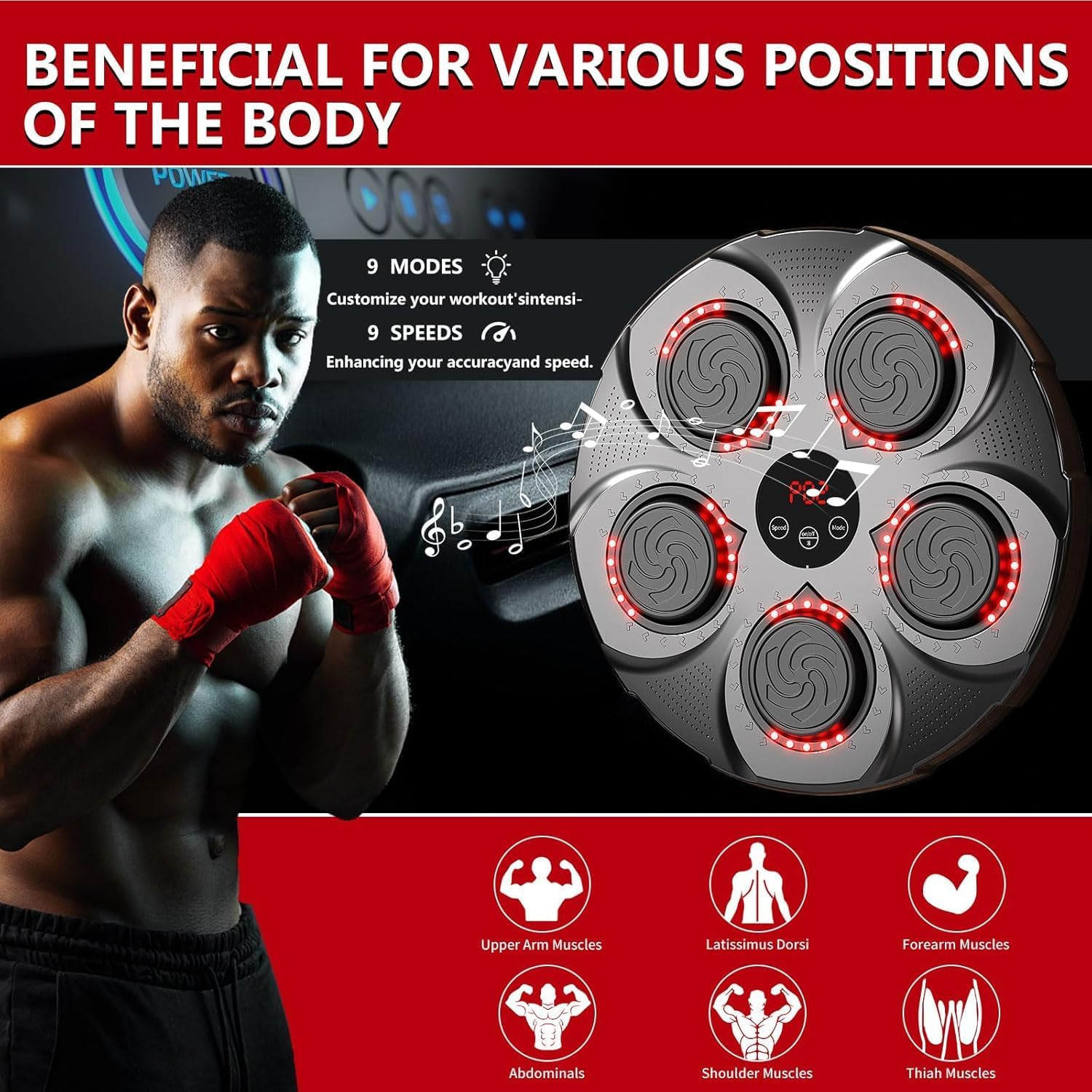 Boxing Machine Music,Rechargeable Boxing Equipment Wall Mount,Home Smart Boxing Target Workout Machine, Electronic Focus Agility Training Digital Boxing for Kids and Adults. image number 3