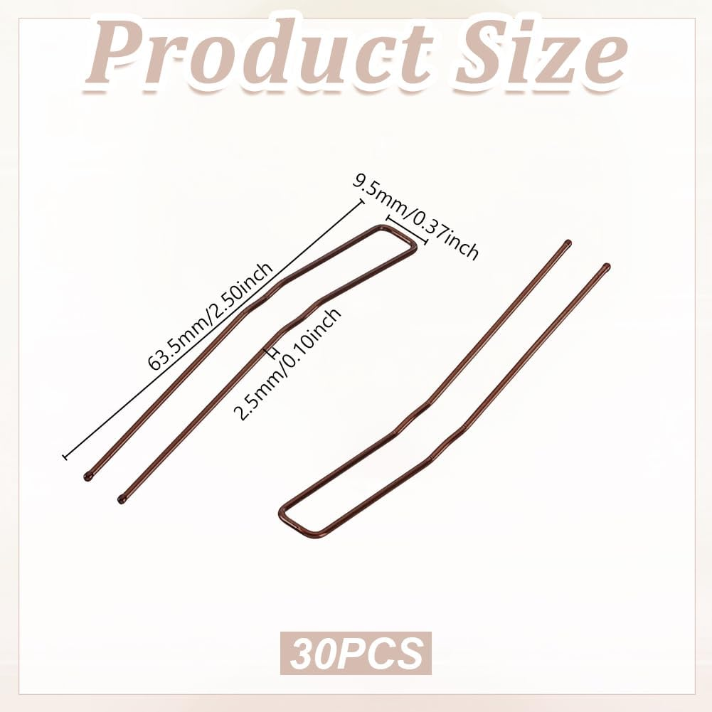 AHANDMAKER 30 Pcs U Shaped Hair Pins, 2.5 Inch Ballet Buns Bobby Pins Hair Clips Brown Metal U Shaped Hairpins for Updo Bun with Storage Box Hairs Accessories for All Women Hair Types image number 2