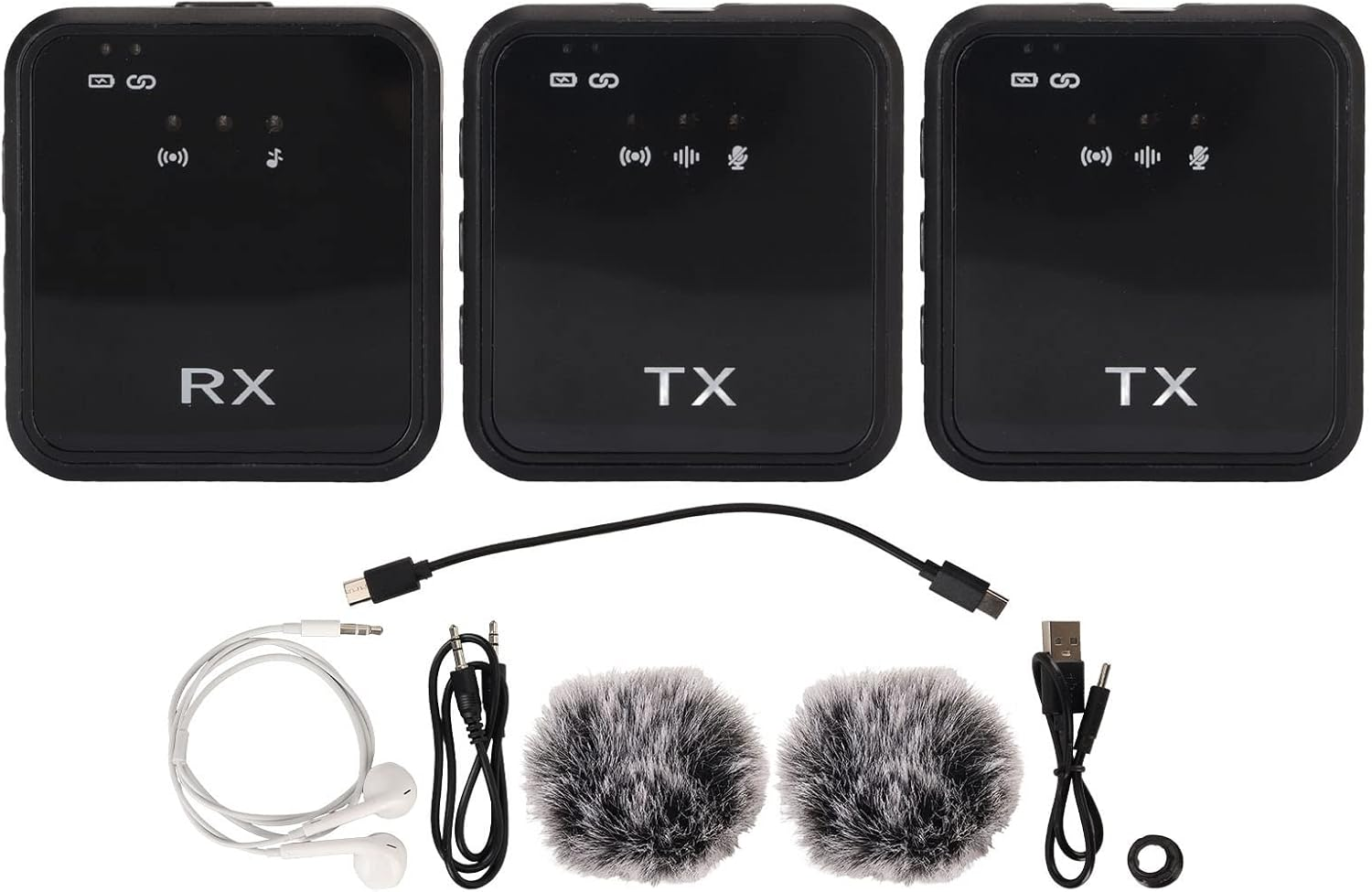 Wireless Lavalier Microphone Systems, Noise Cancelling Lapel Bluetooth Mic with LED Display, 1 for 2 Wireless Microphone Transmitters & Receivers for Outdoor Live Recording image number 1