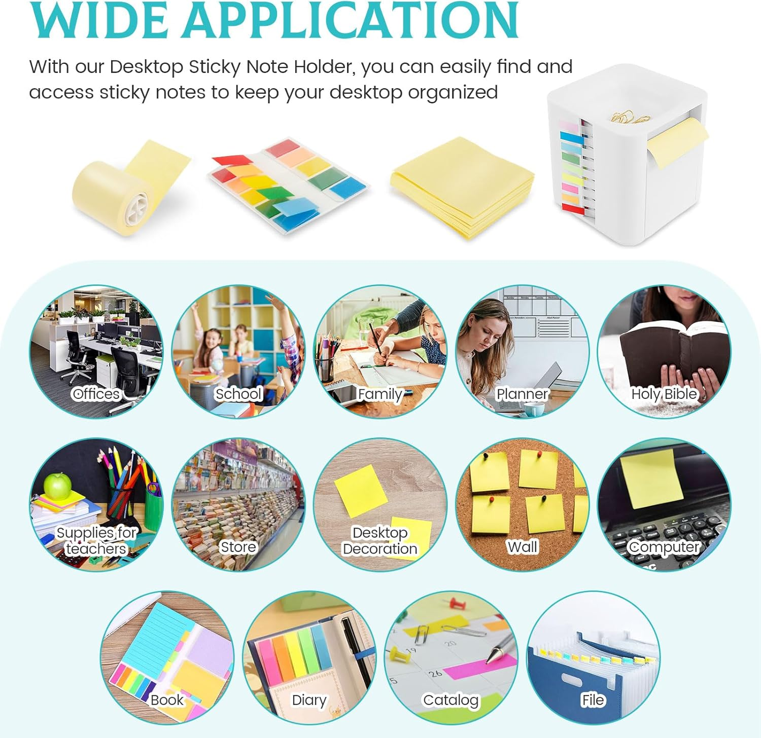 Note Dispenser, Sticky Note Holder Sticky Note Pad Holder Plastic Desktop White Sticky Note Container Office Supplies for Office Home Classroom Desk