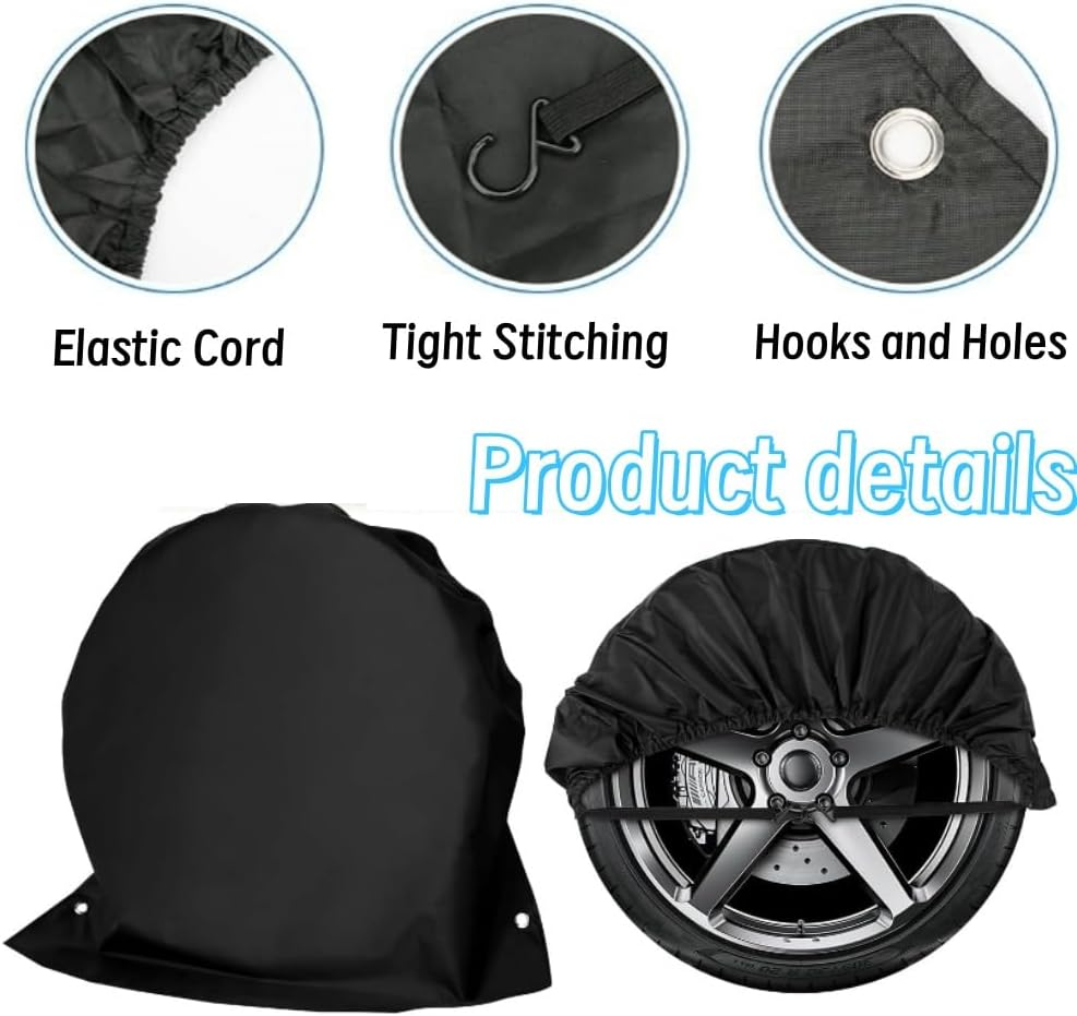 Set of 4 Tire Covers,Waterproof Aluminum Film Tire Sun Protectors,Weatherproof Tire Protectors 27-29Inches image number 2